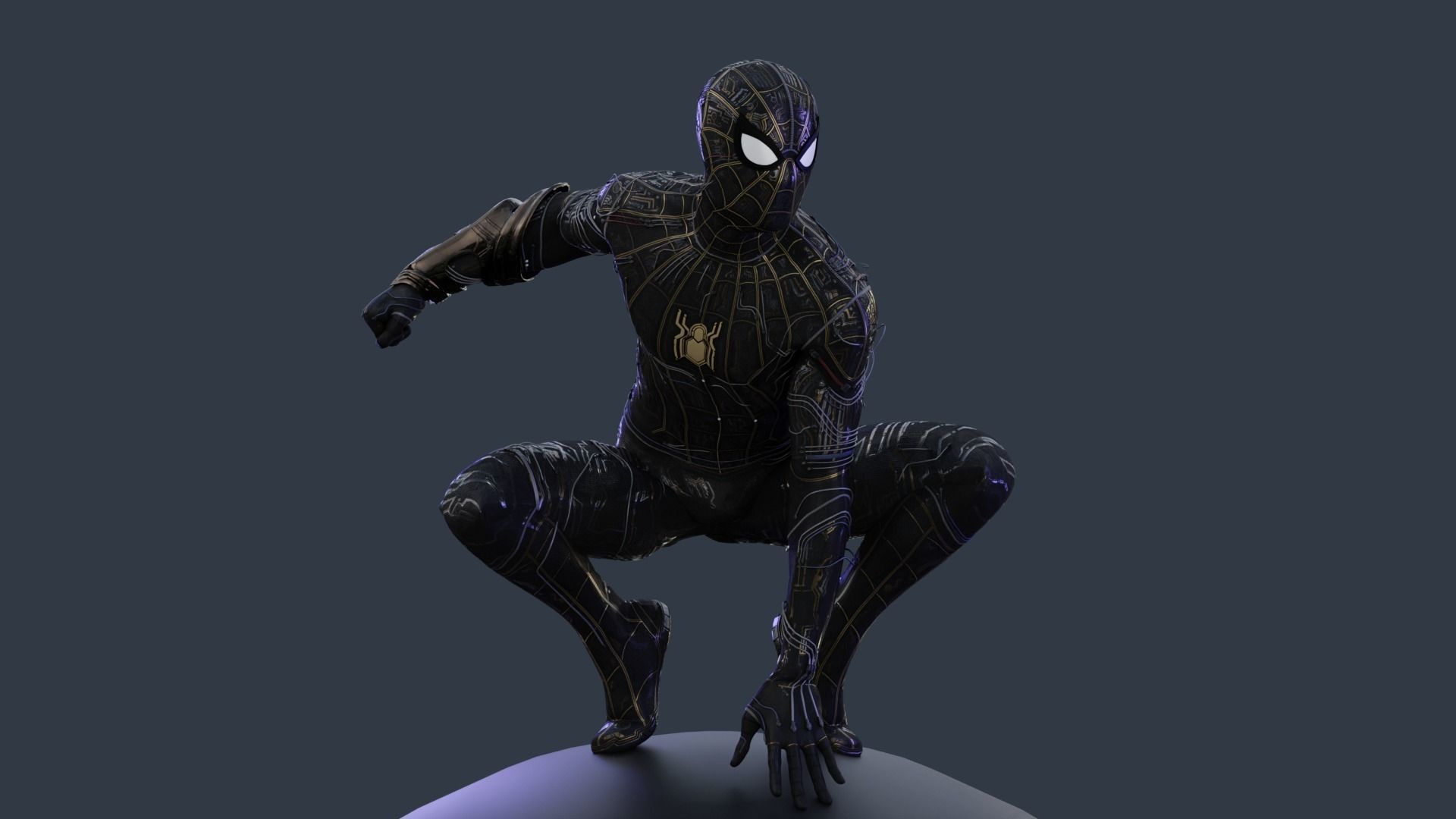 Spiderman Black and Gold suit 3D model_5