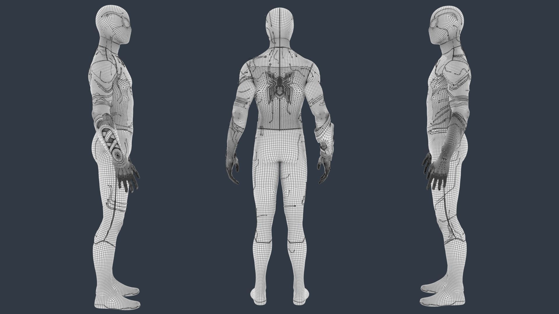 Spiderman Black and Gold suit 3D model_12