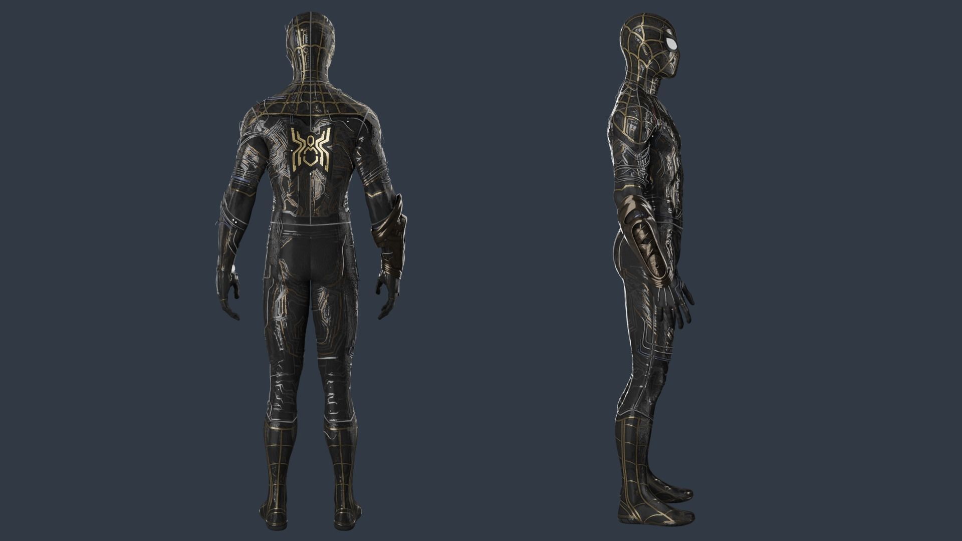 Spiderman Black and Gold suit 3D model_2