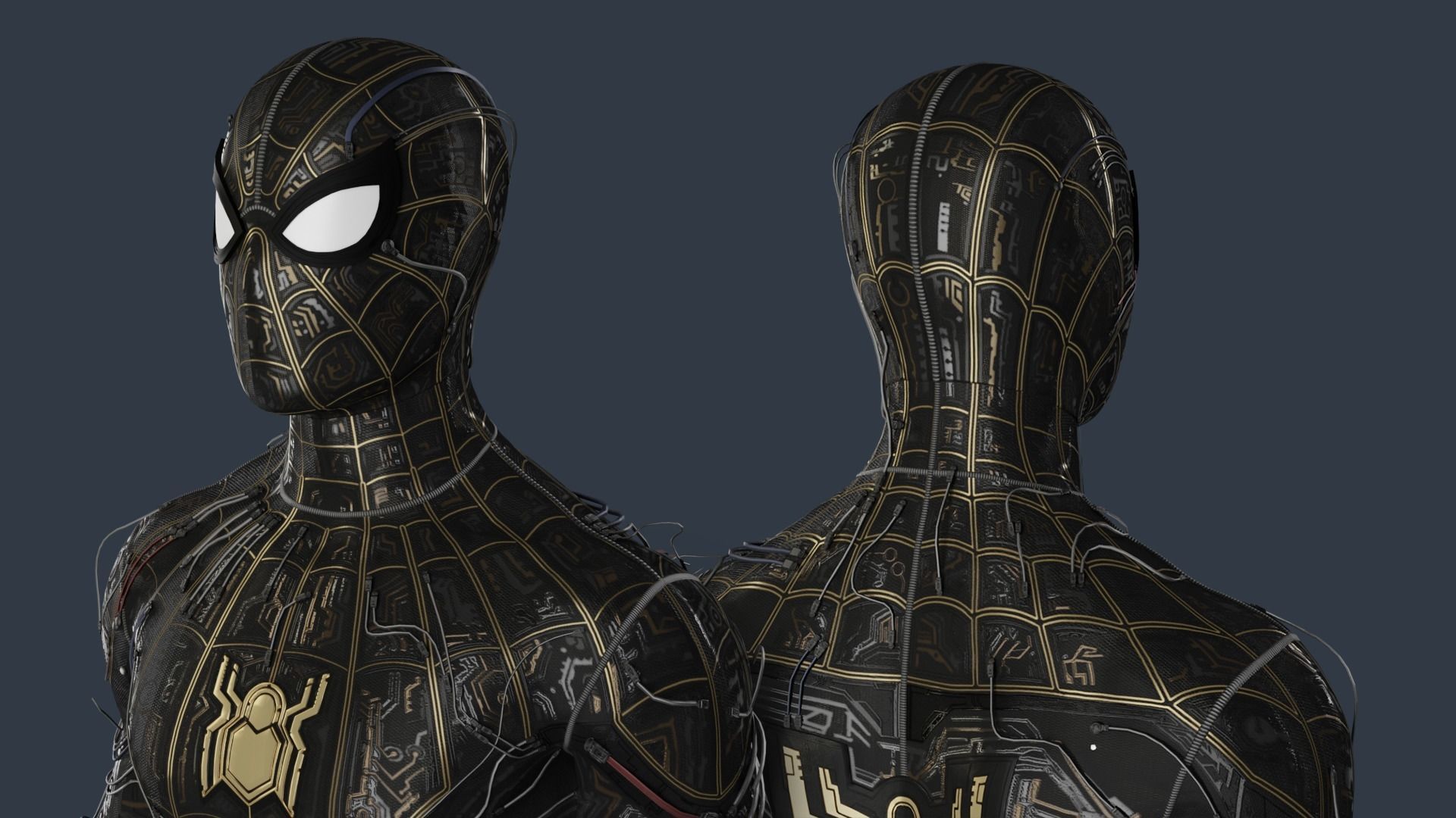 Spiderman Black and Gold suit 3D model_4