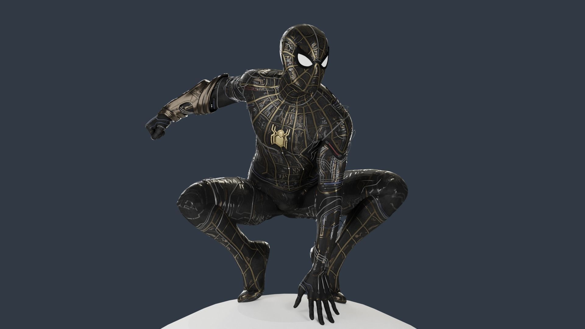 Spiderman Black and Gold suit 3D model_6