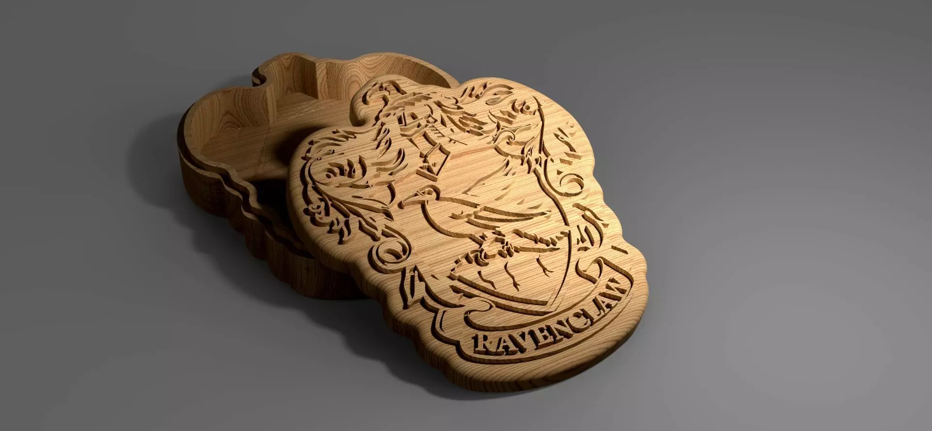 V-carved ravenclaw harry potter box eps svg CNC router and 3D print model_0