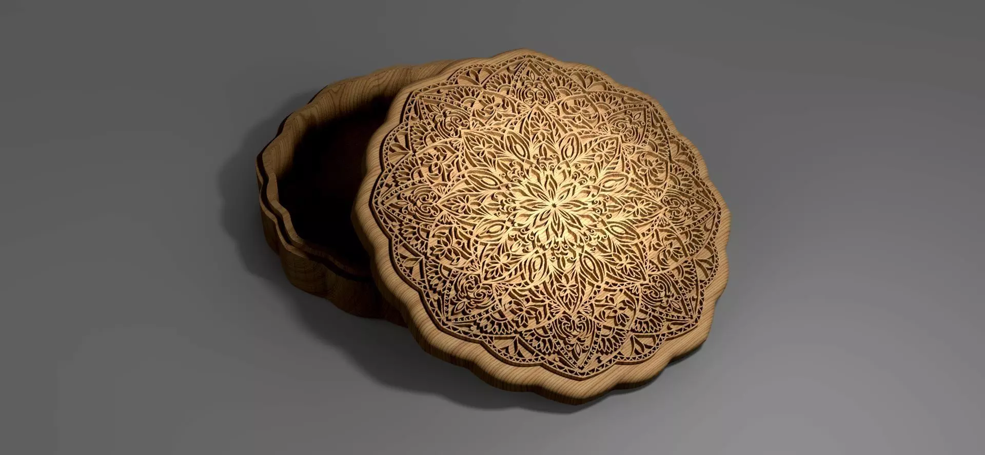 V-carved Mandala box eps svg CNC router and 3D print model_0