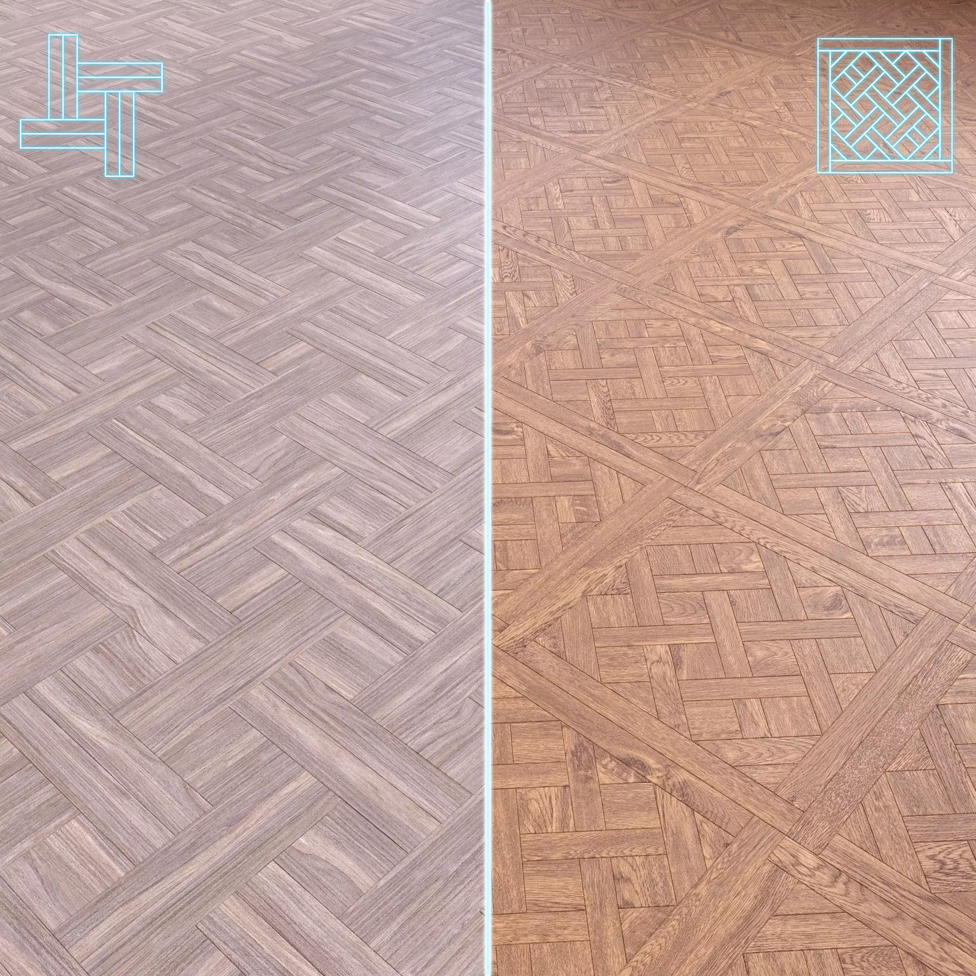 Parquet - Laminate - Wooden floor 2 in 1 Low-poly 3D model_0