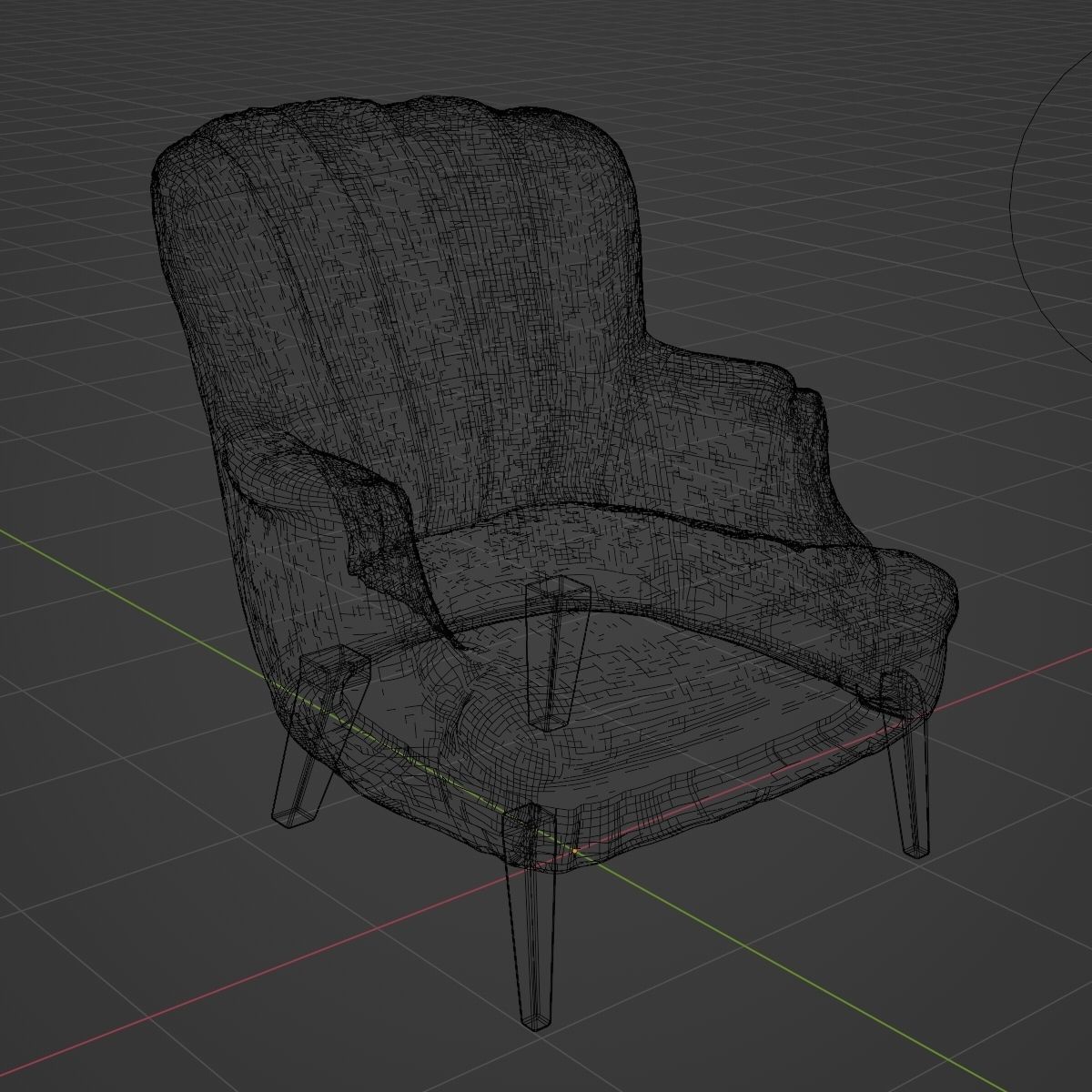 Antique Chair with Ugly Outdated Flower Pattern Low-poly 3D model_4