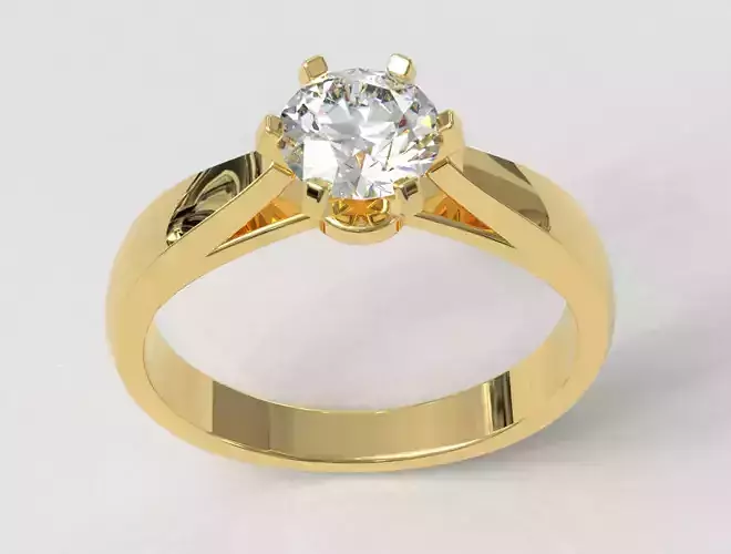 6mm Solitaire Ring 3D print model