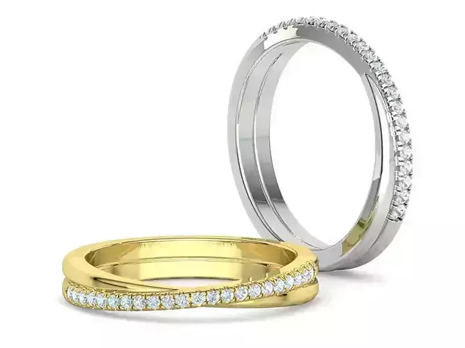 Diamond Wedding Band Pave Setting  criss-cross band  3D print model
