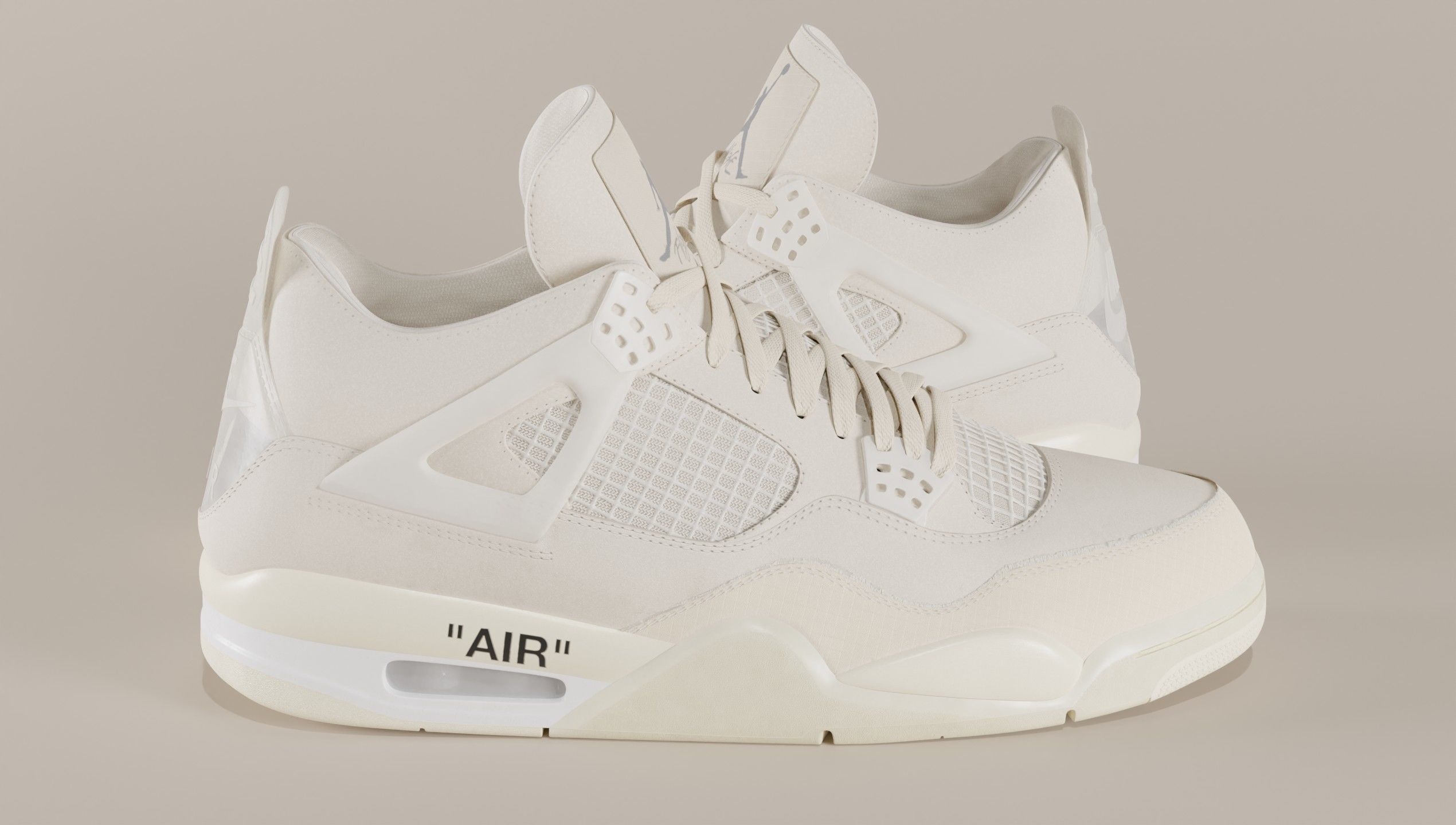 Jordan 4 Off White Sail Low-poly 3D model_22