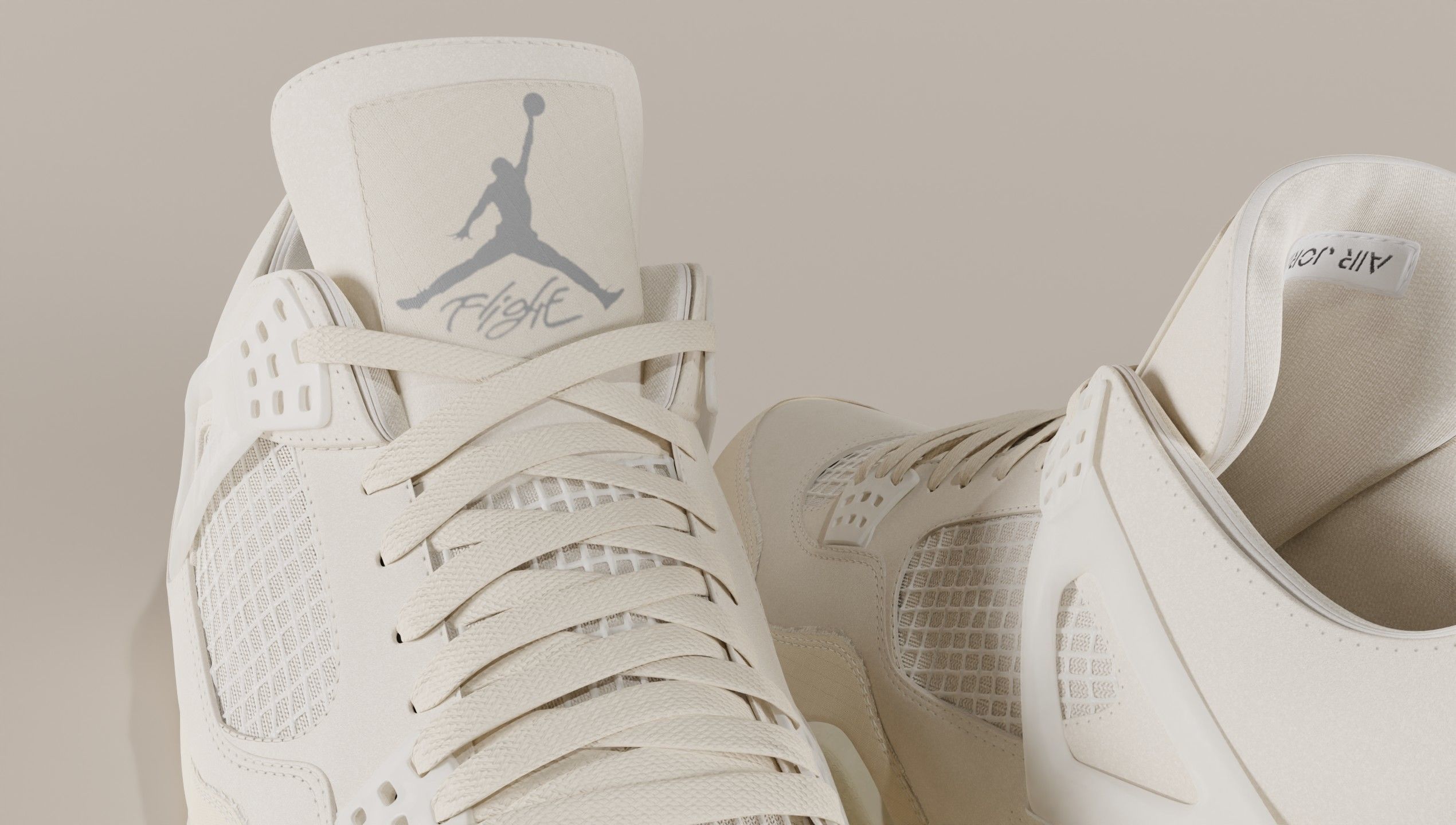 Jordan 4 Off White Sail Low-poly 3D model_42