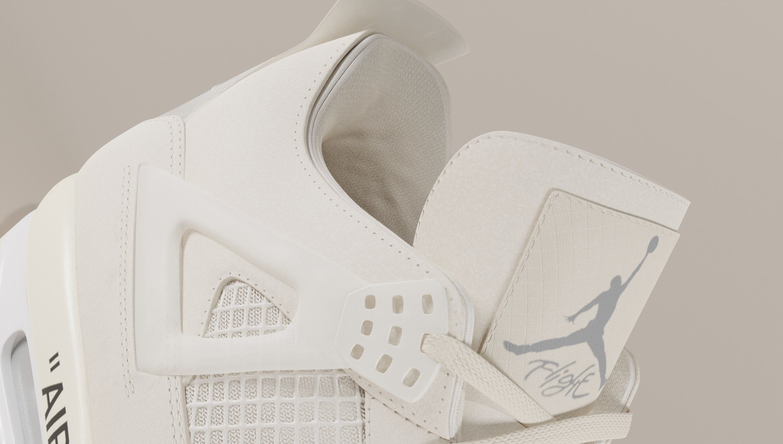 Jordan 4 Off White Sail Low-poly 3D model_6