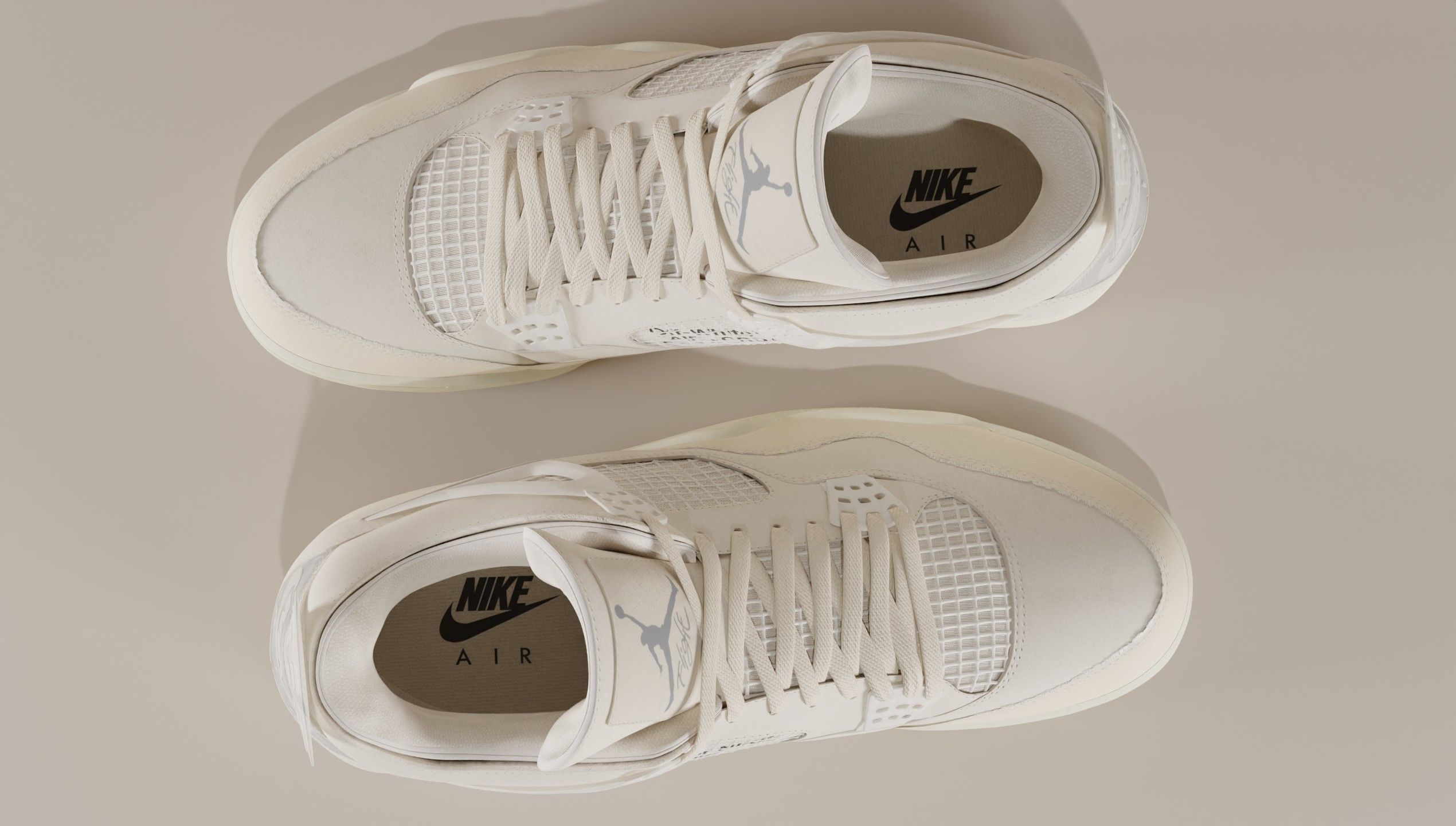 Jordan 4 Off White Sail Low-poly 3D model_11