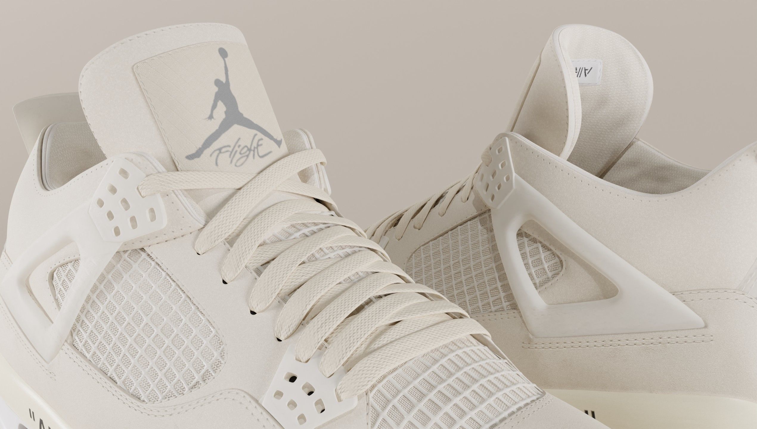 Jordan 4 Off White Sail Low-poly 3D model_20