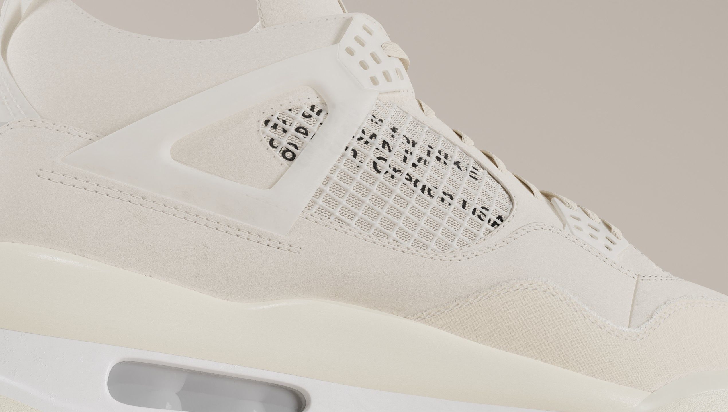 Jordan 4 Off White Sail Low-poly 3D model_35
