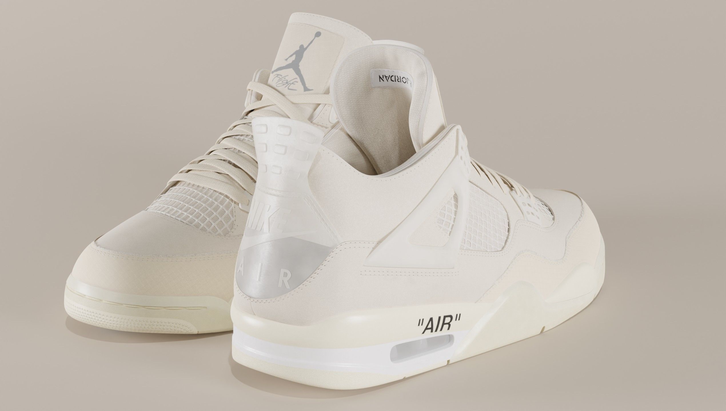 Jordan 4 Off White Sail Low-poly 3D model_26