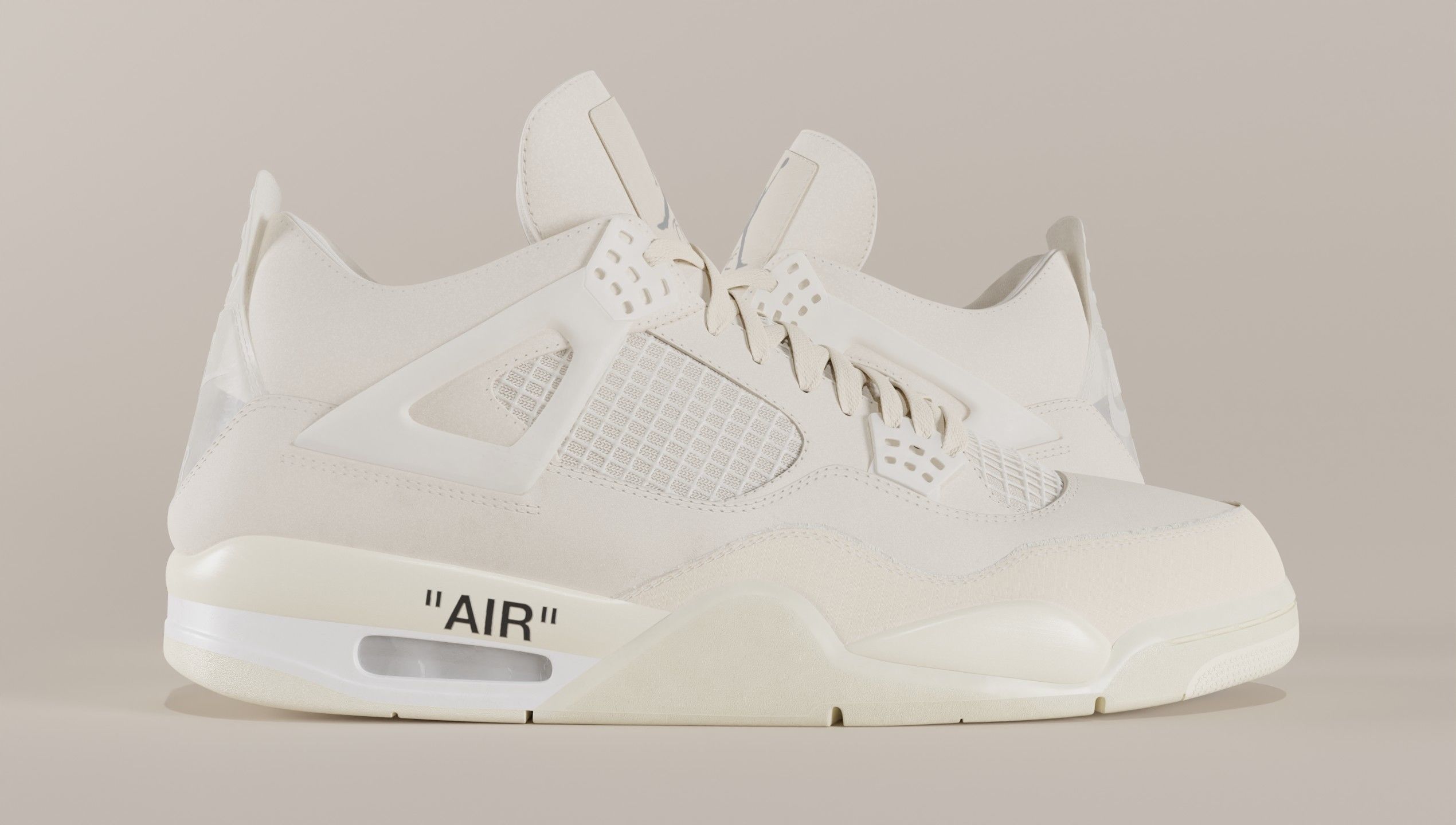 Jordan 4 Off White Sail Low-poly 3D model_29