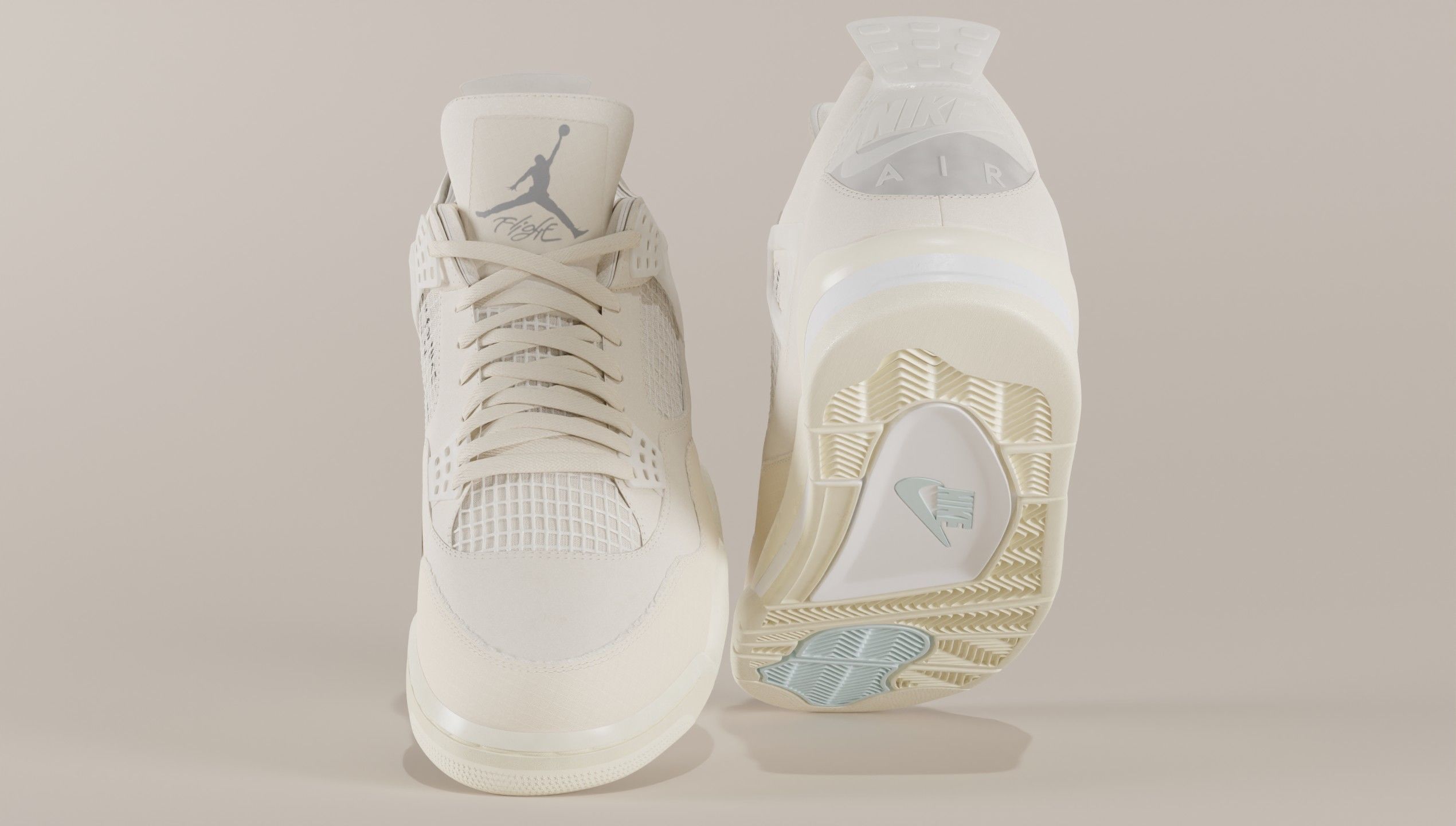 Jordan 4 Off White Sail Low-poly 3D model_9