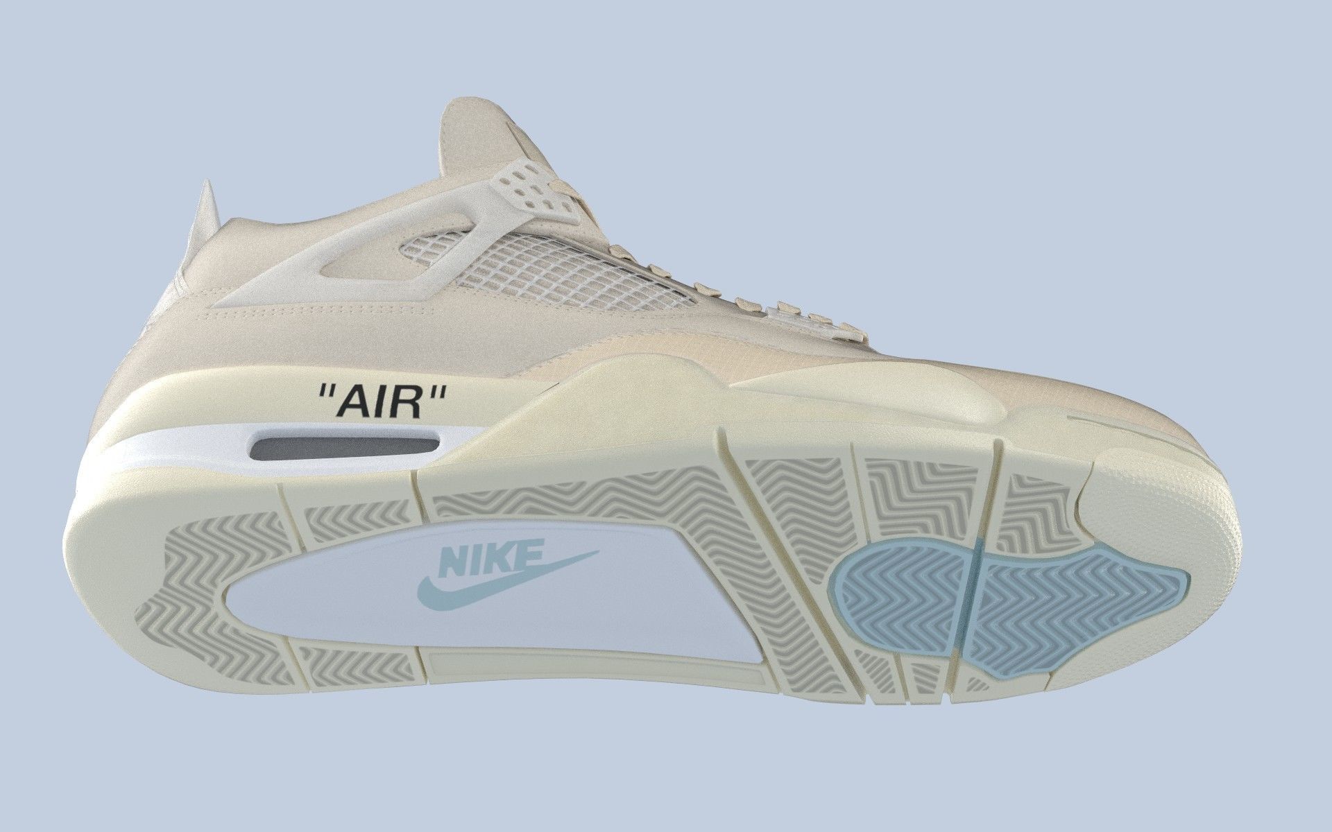 Jordan 4 Off White Sail Low-poly 3D model_17