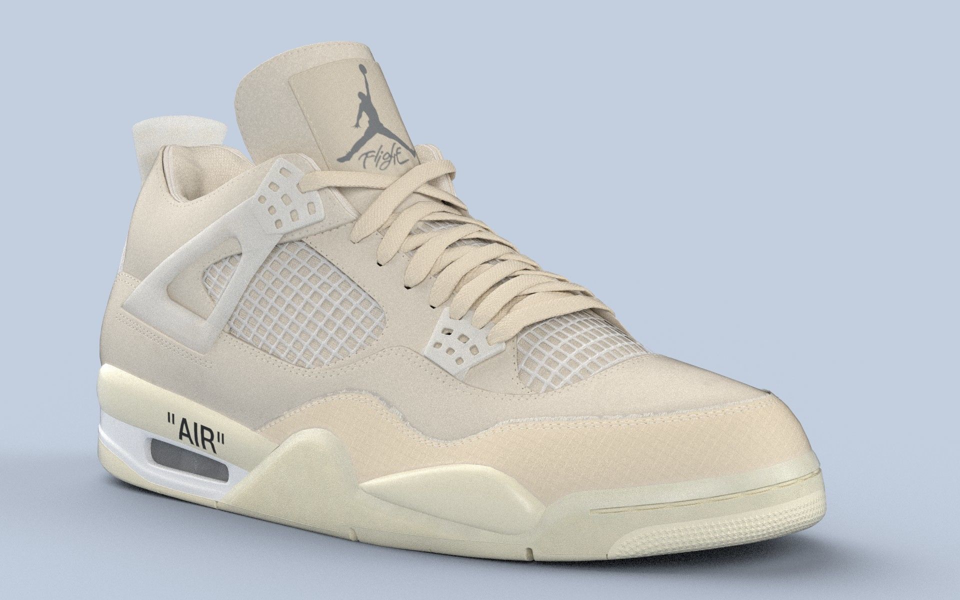 Jordan 4 Off White Sail Low-poly 3D model_16