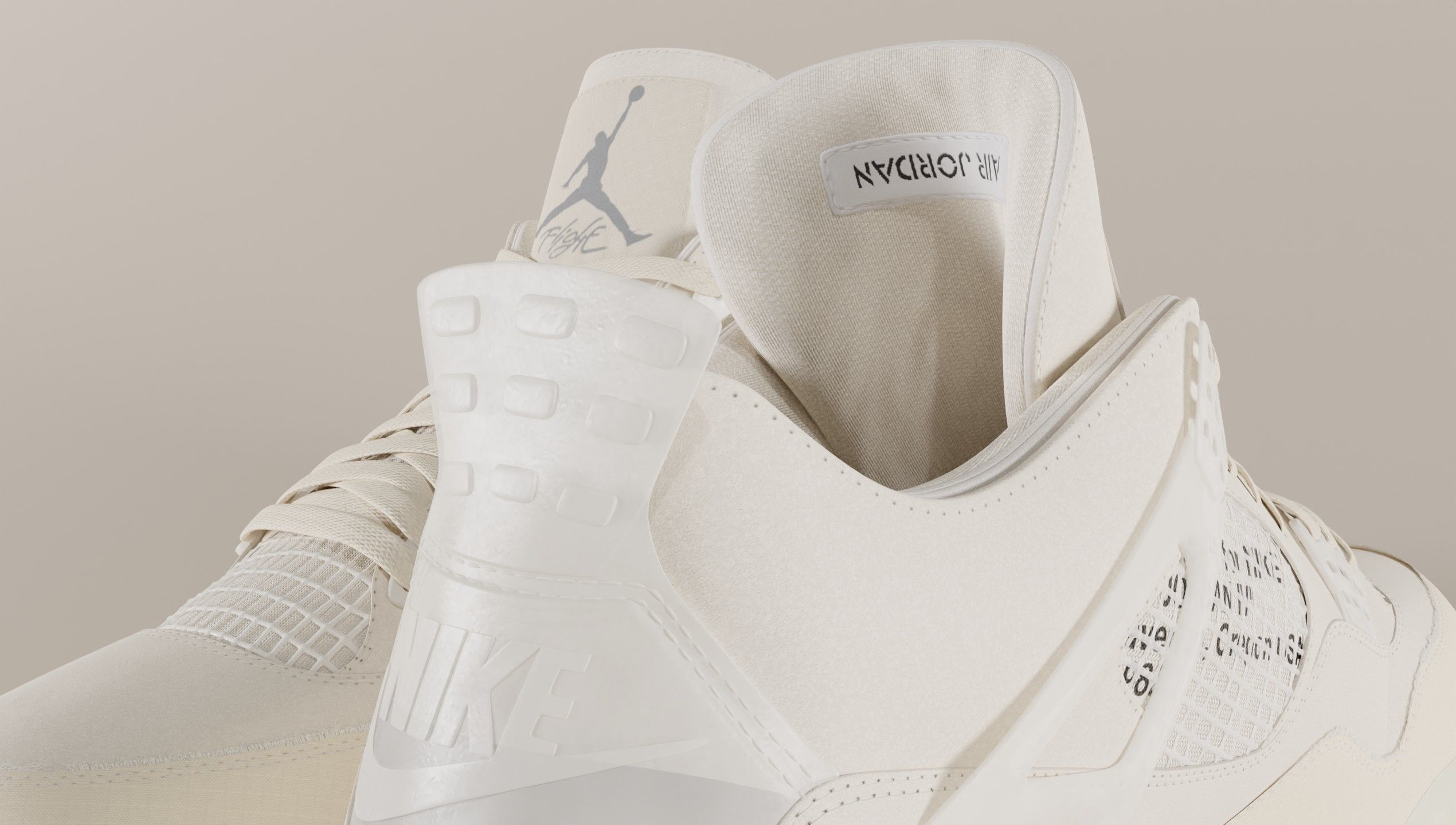Jordan 4 Off White Sail Low-poly 3D model_40