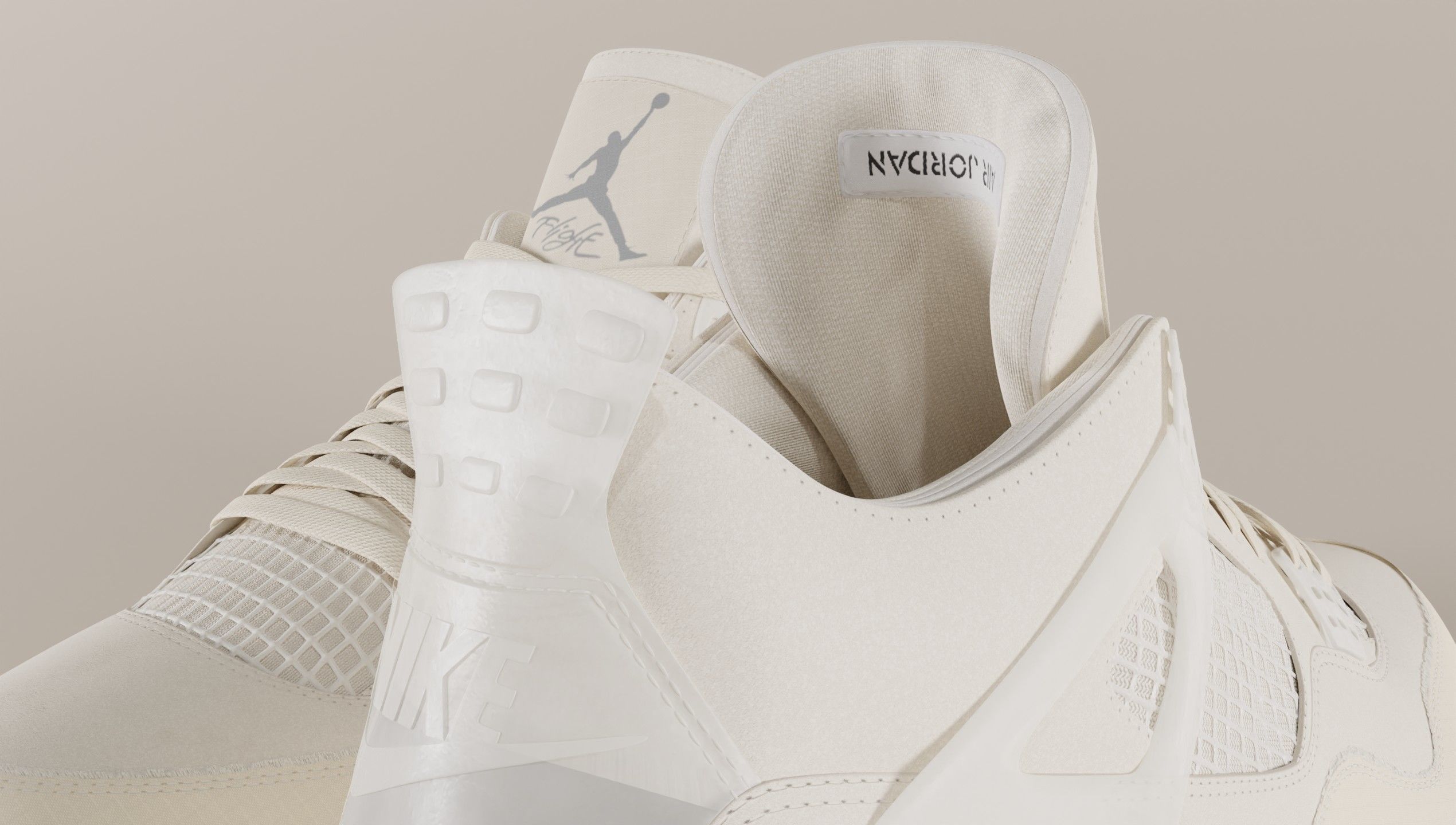 Jordan 4 Off White Sail Low-poly 3D model_27