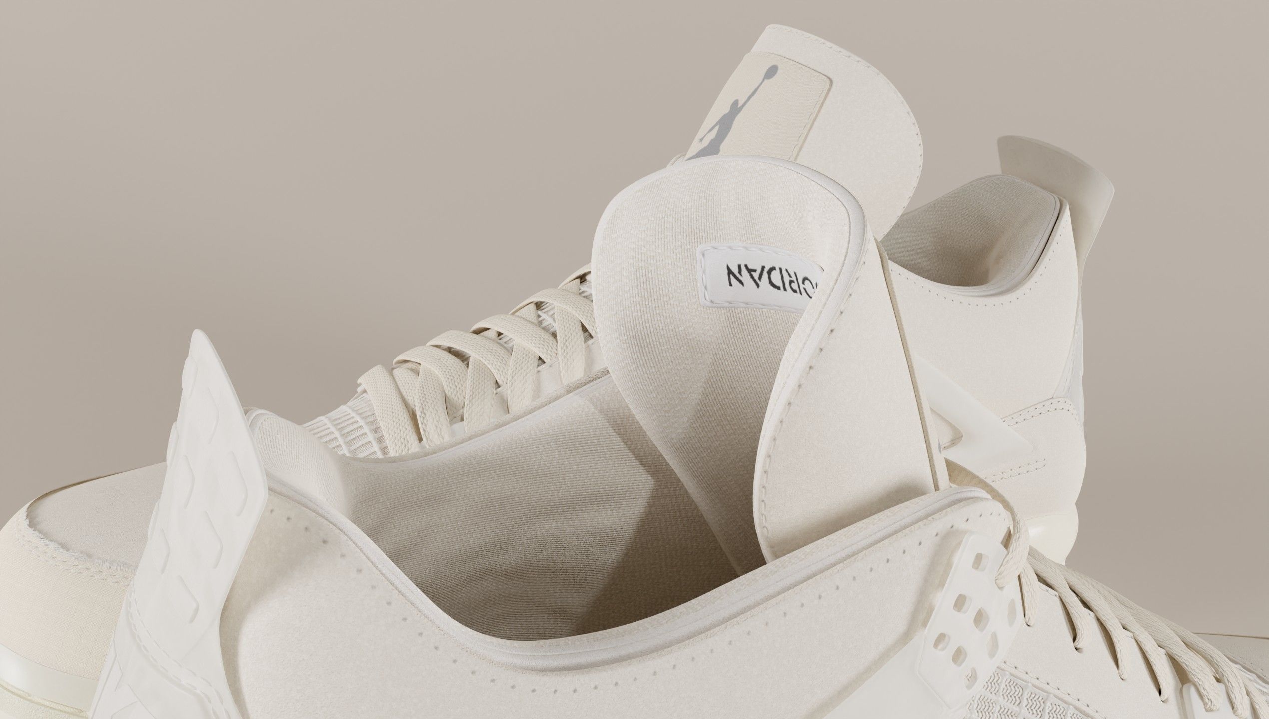 Jordan 4 Off White Sail Low-poly 3D model_36