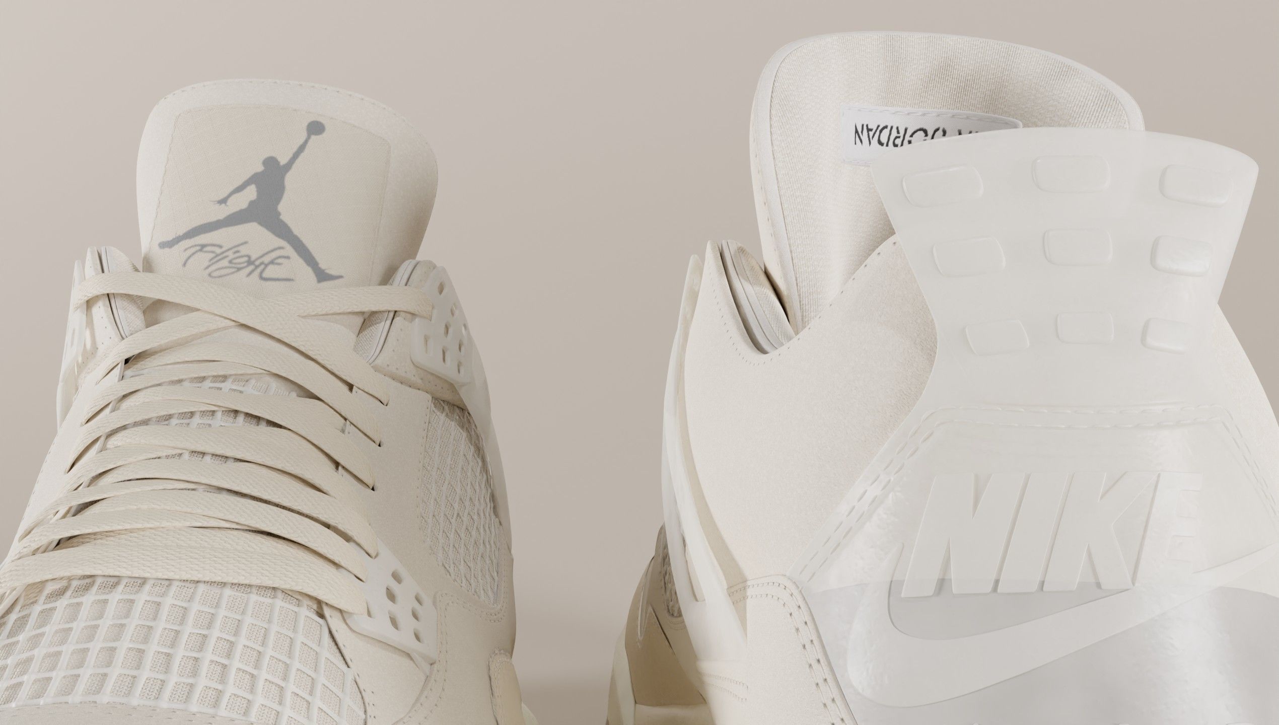 Jordan 4 Off White Sail Low-poly 3D model_30