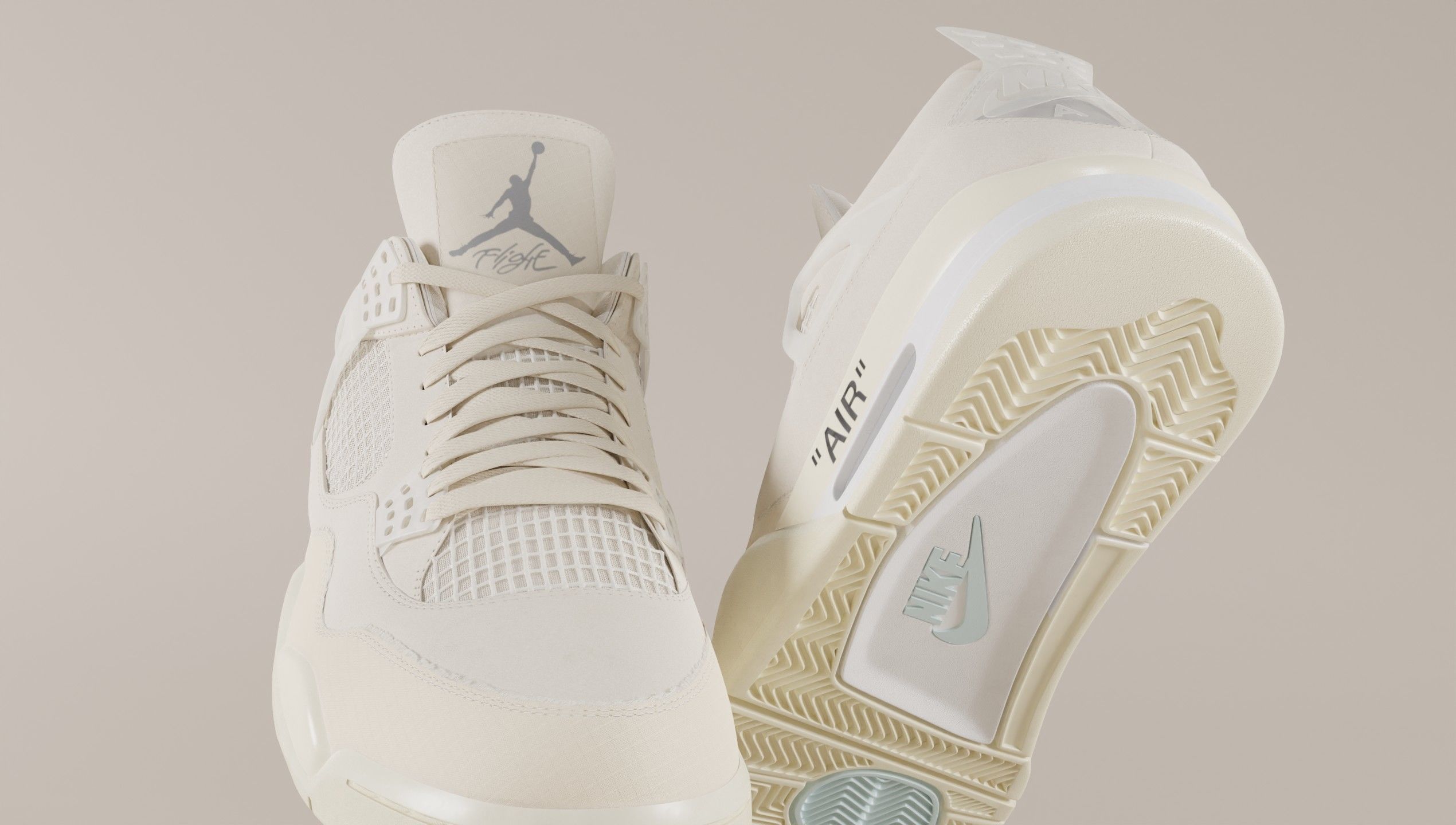 Jordan 4 Off White Sail Low-poly 3D model_32