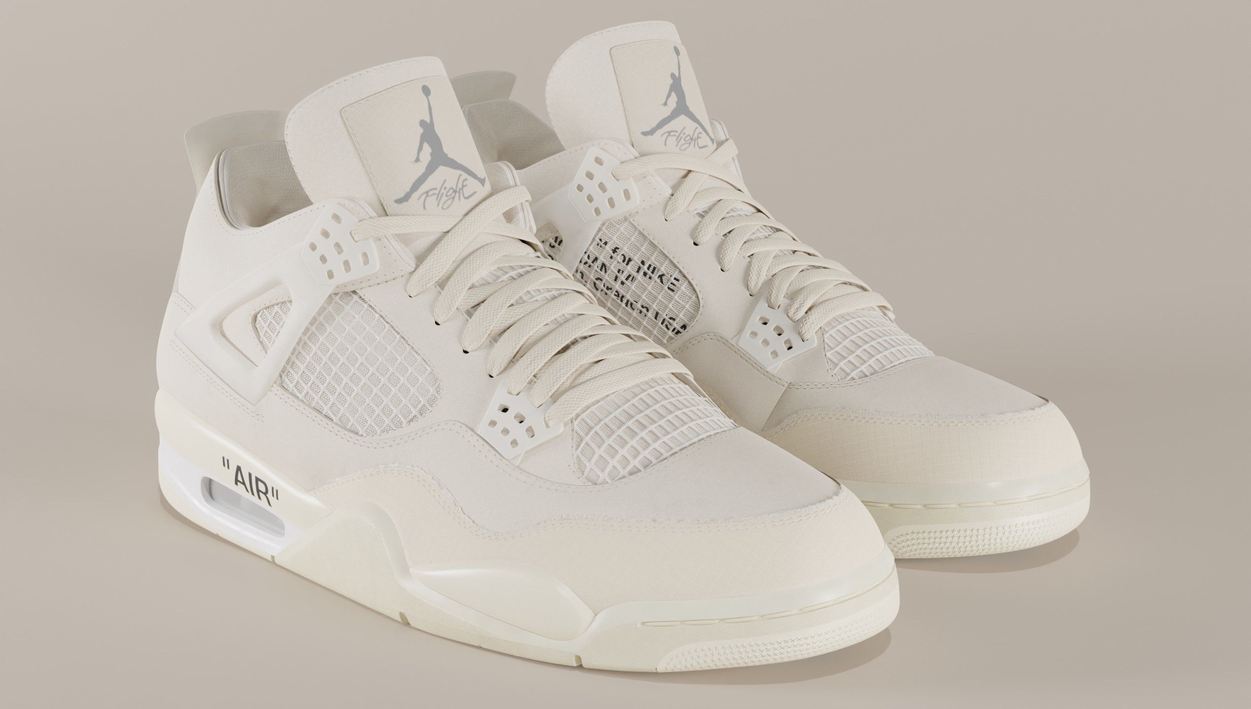 Jordan 4 Off White Sail Low-poly 3D model_43