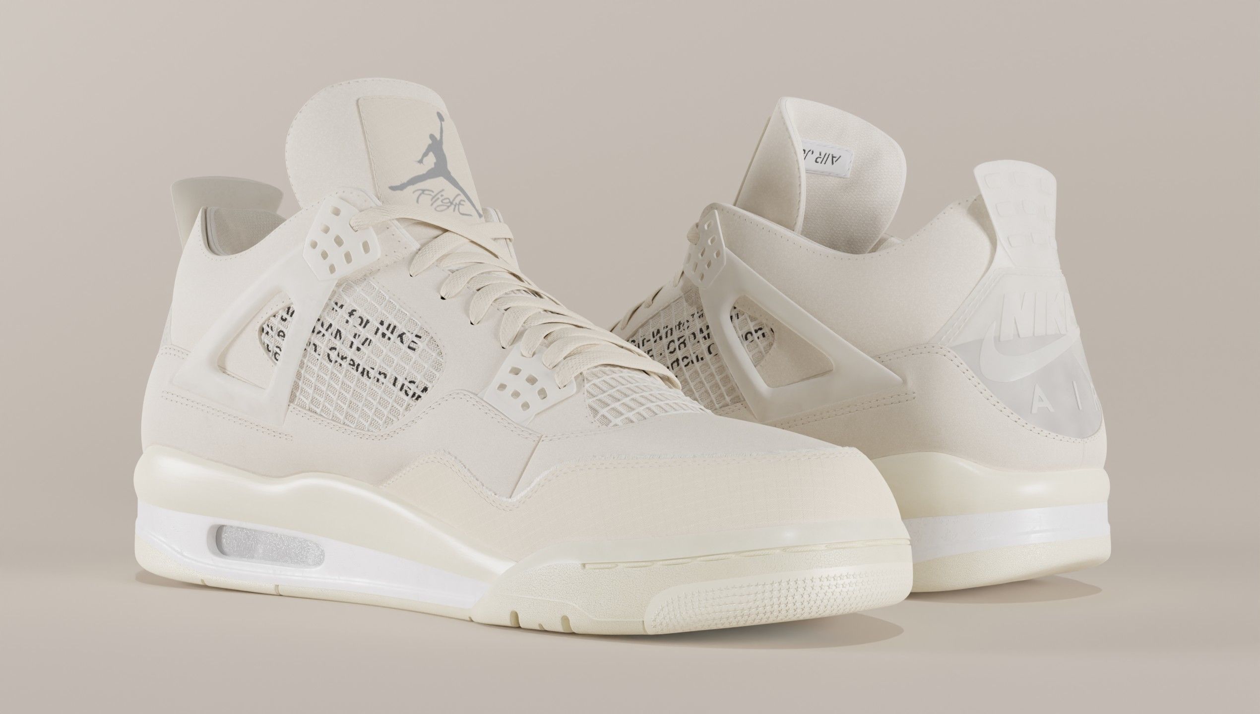 Jordan 4 Off White Sail Low-poly 3D model_31