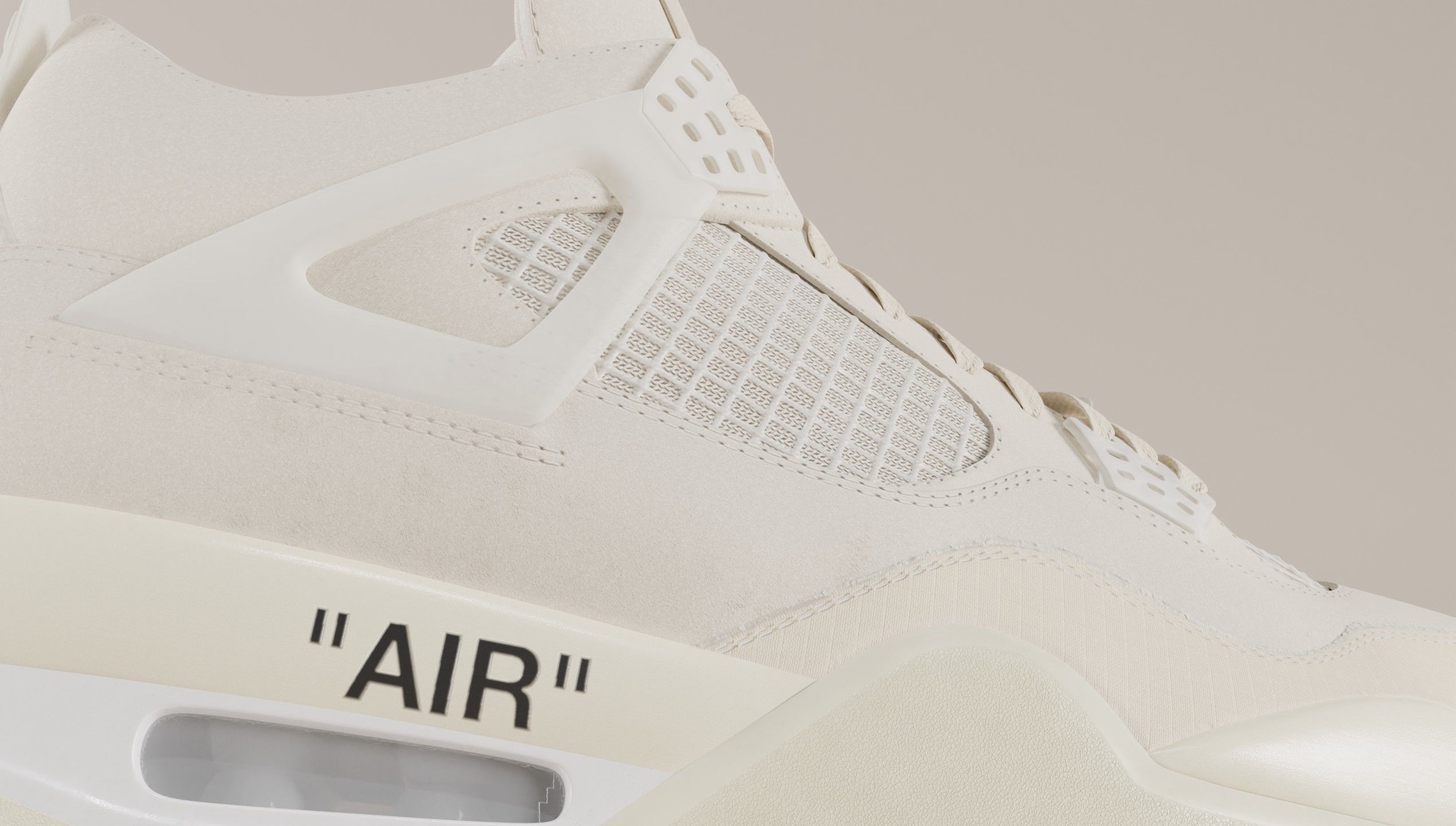 Jordan 4 Off White Sail Low-poly 3D model_23