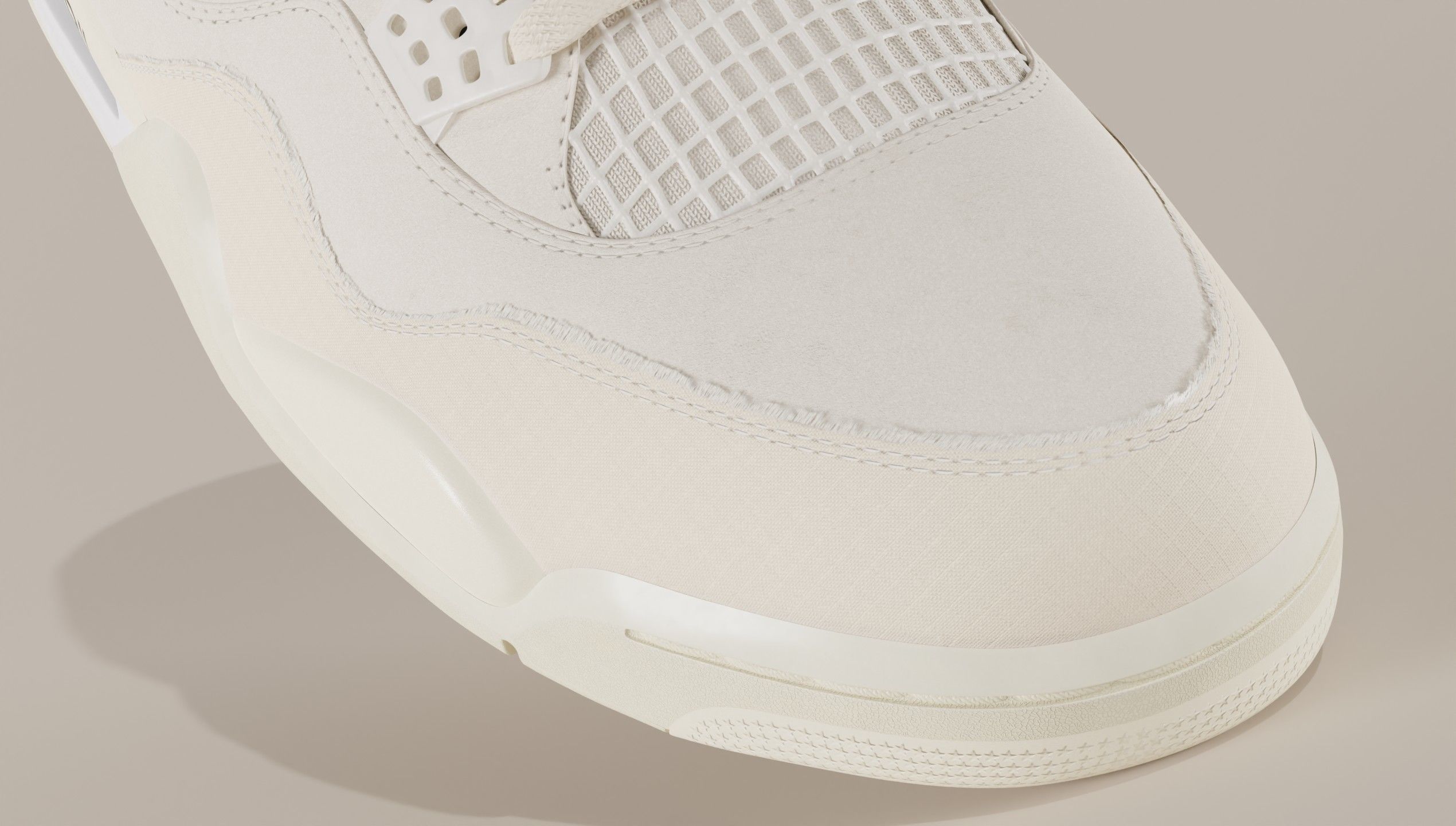 Jordan 4 Off White Sail Low-poly 3D model_34