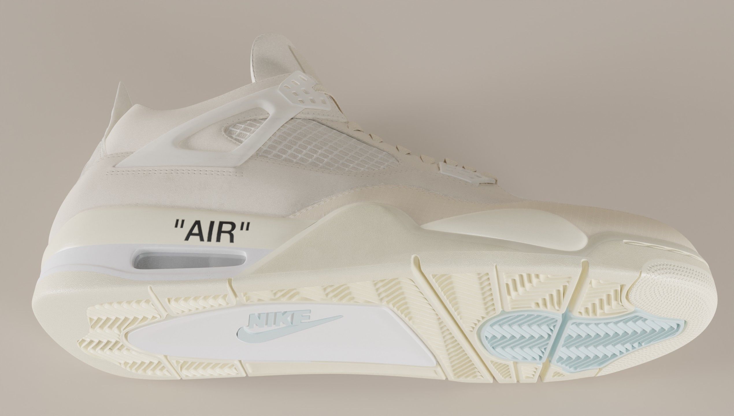 Jordan 4 Off White Sail Low-poly 3D model_50