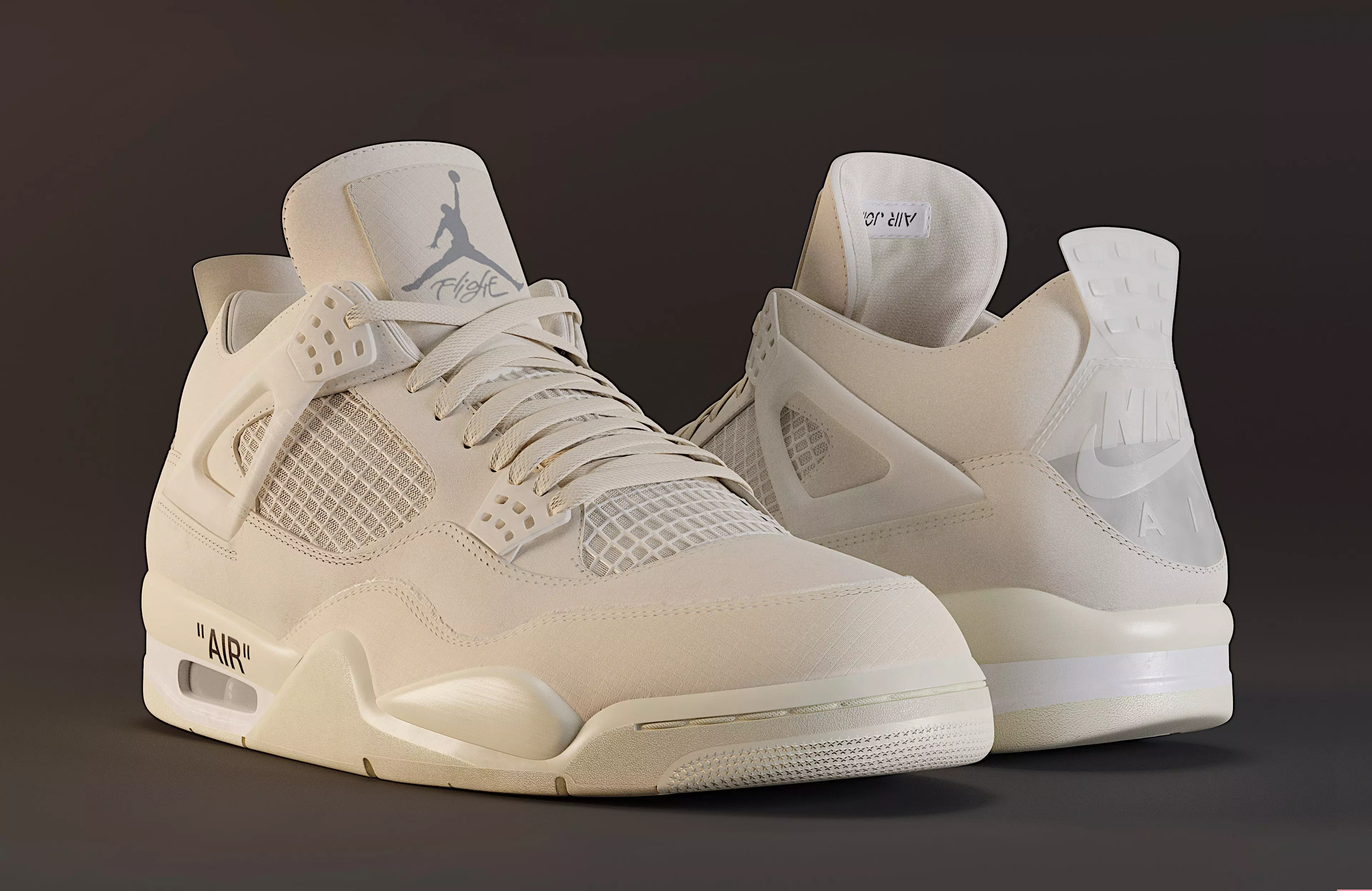 Jordan 4 Off White Sail Low-poly 3D model_0
