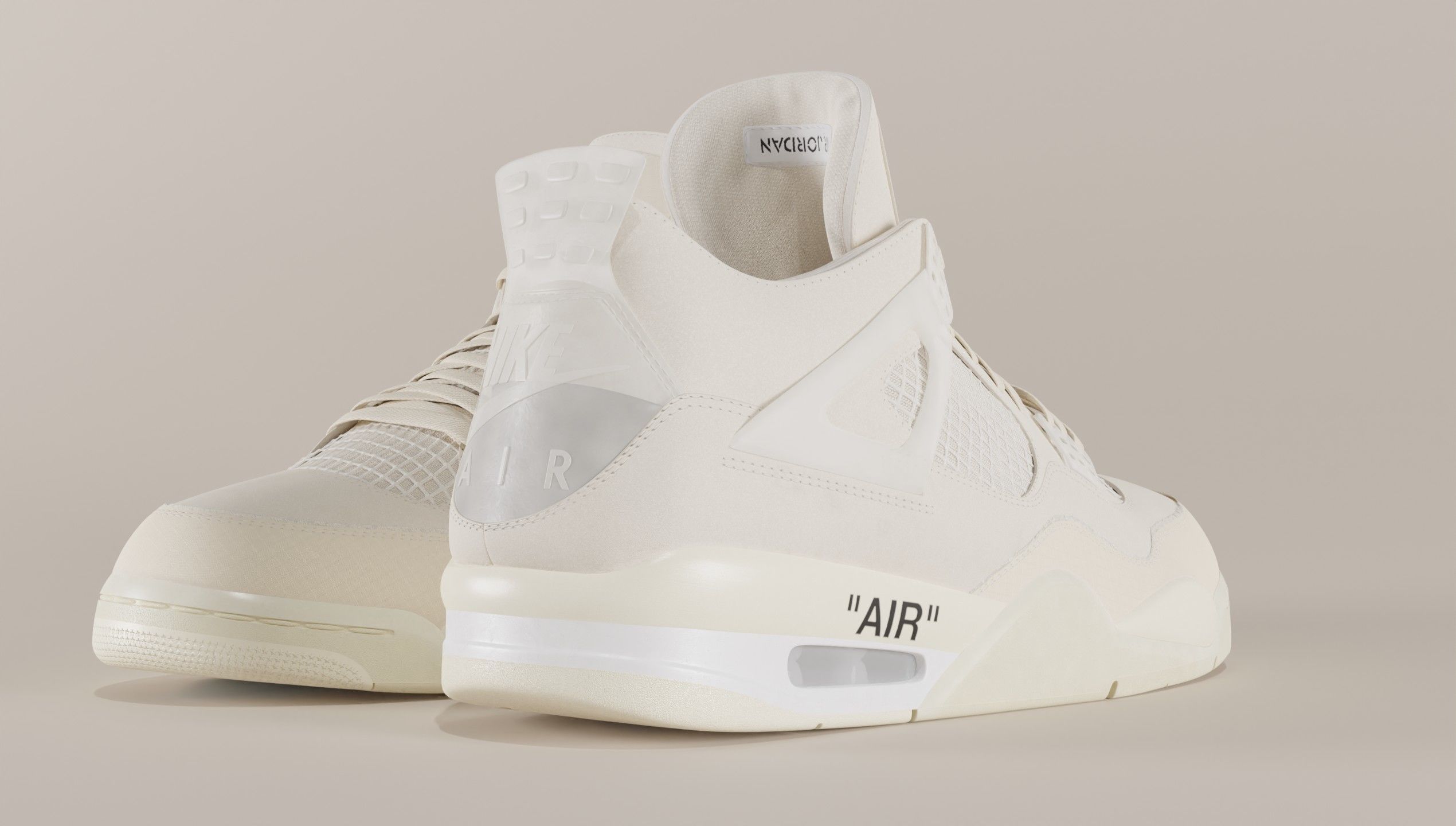 Jordan 4 Off White Sail Low-poly 3D model_25
