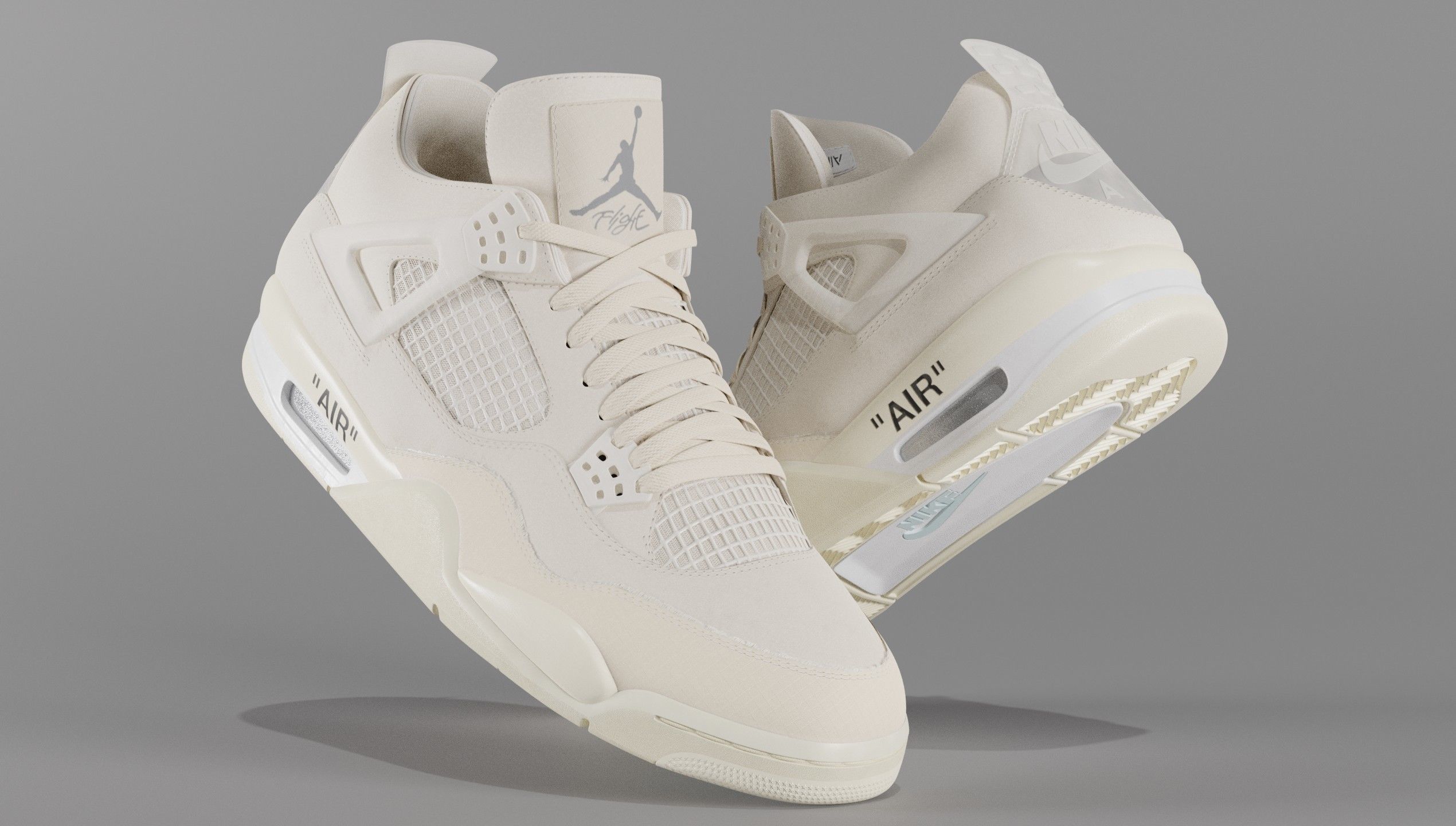 Jordan 4 Off White Sail Low-poly 3D model_15