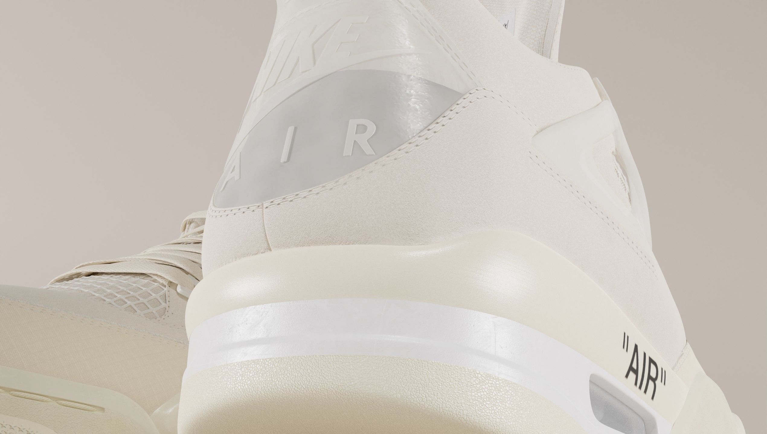 Jordan 4 Off White Sail Low-poly 3D model_12