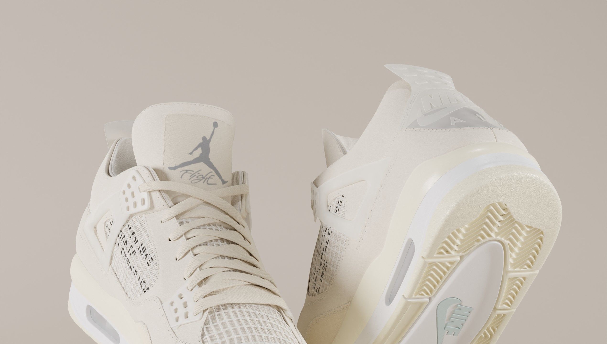 Jordan 4 Off White Sail Low-poly 3D model_10
