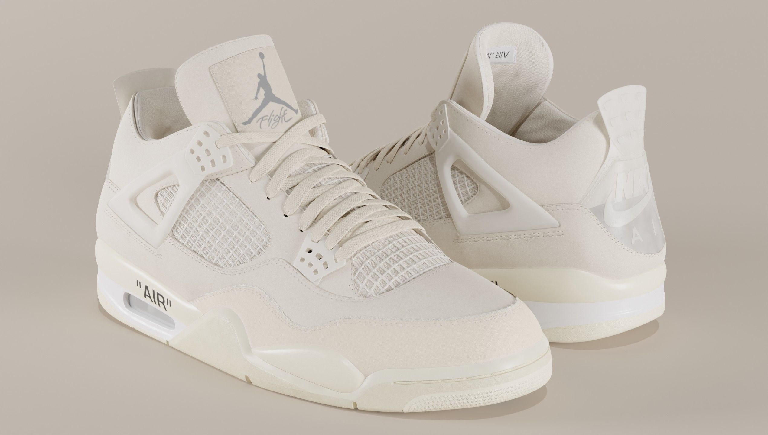 Jordan 4 Off White Sail Low-poly 3D model_37