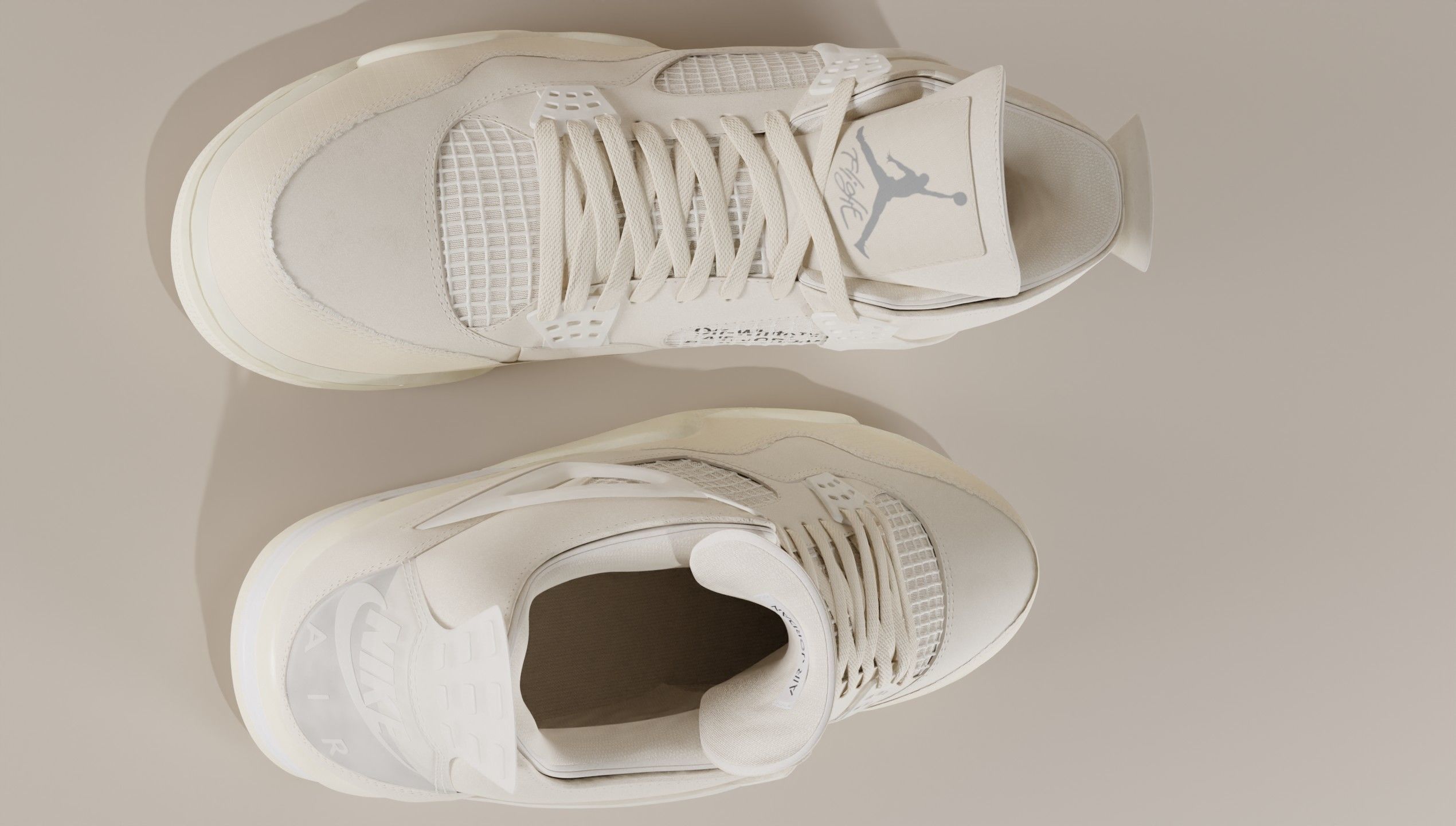 Jordan 4 Off White Sail Low-poly 3D model_38