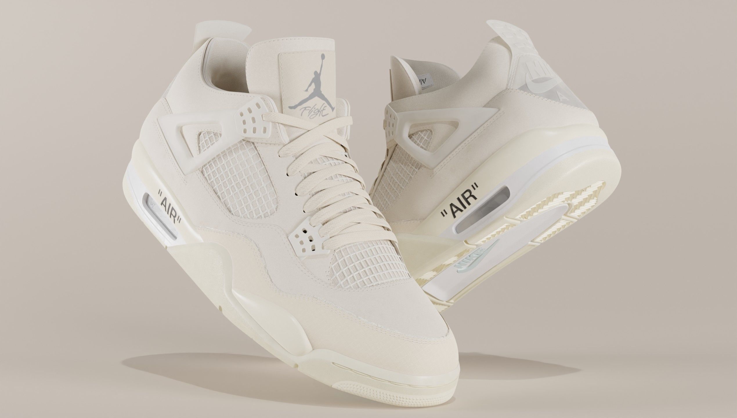Jordan 4 Off White Sail Low-poly 3D model_21