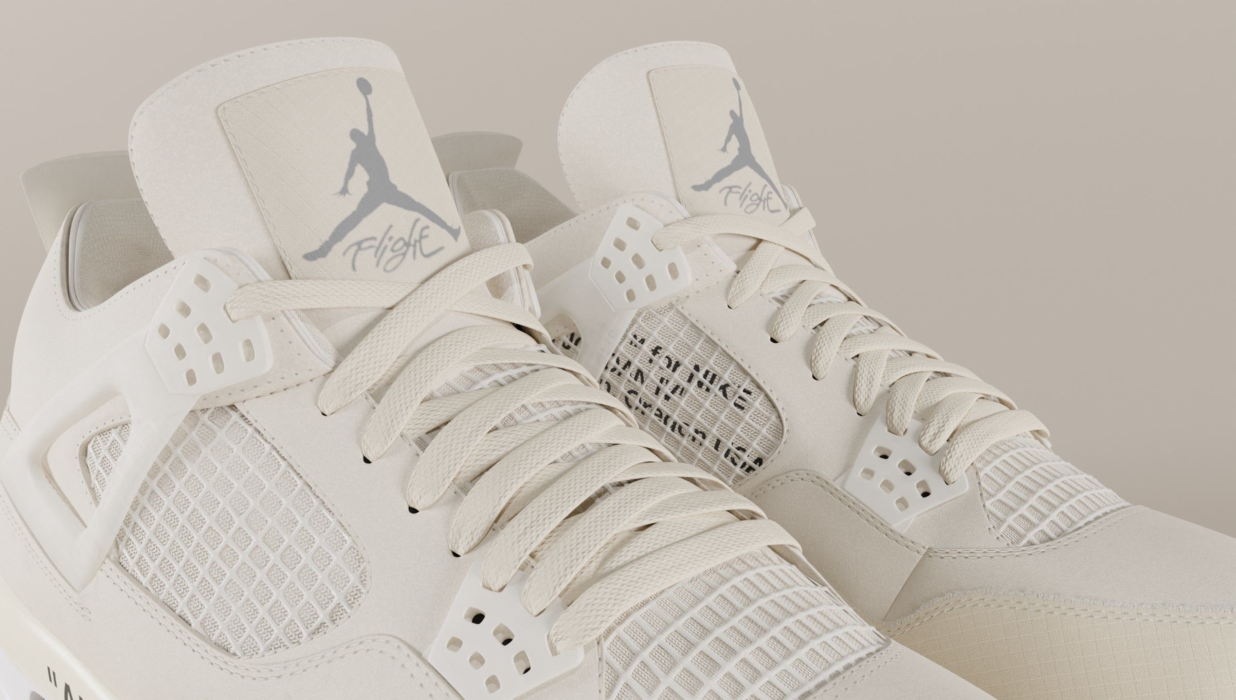 Jordan 4 Off White Sail Low-poly 3D model_4