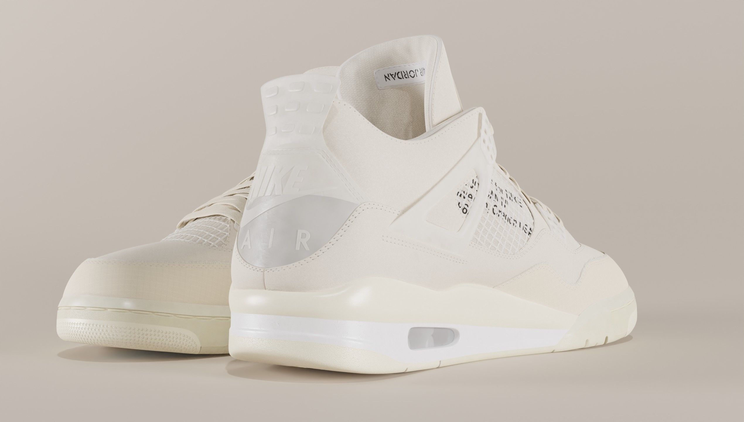 Jordan 4 Off White Sail Low-poly 3D model_39