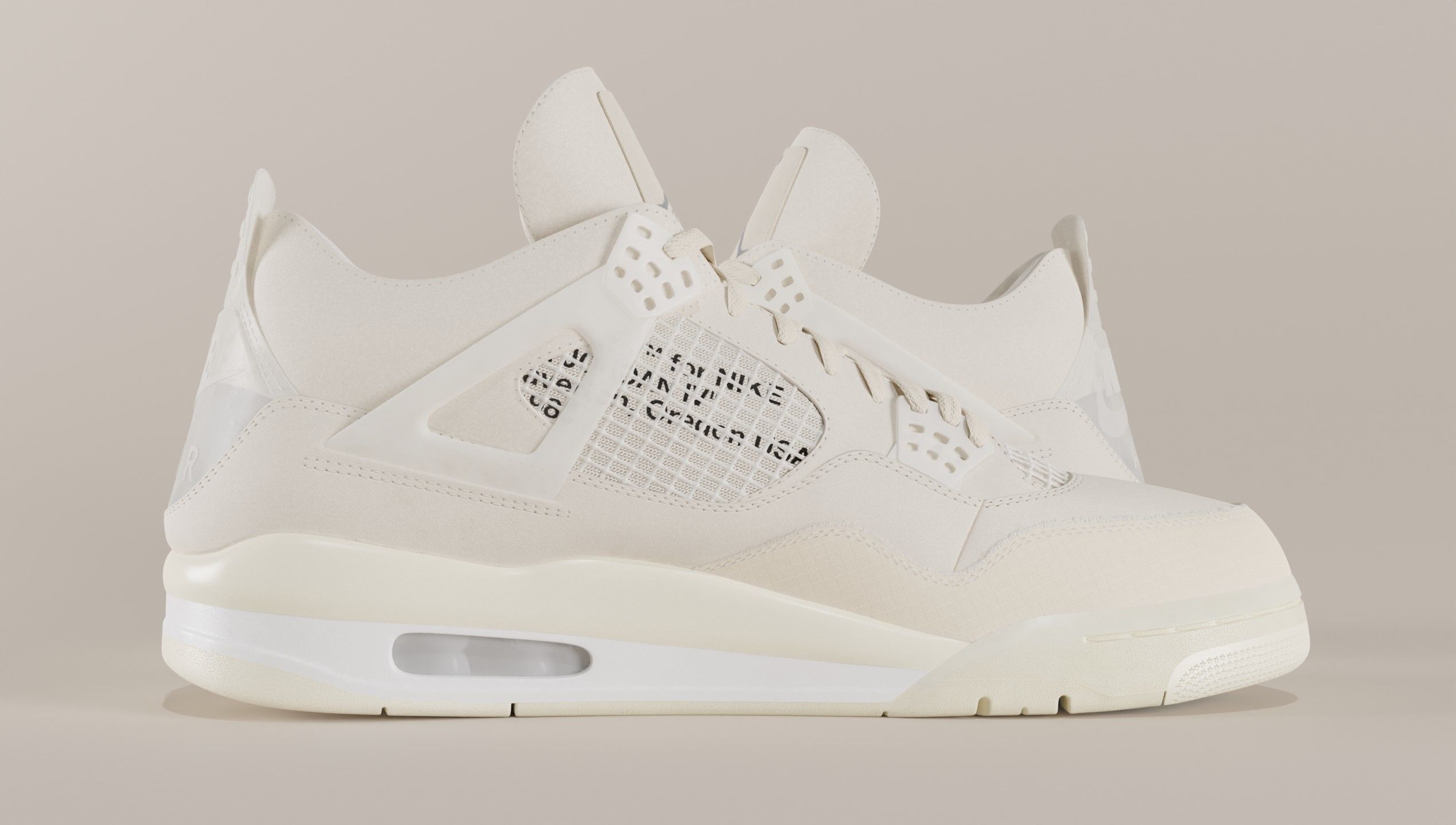 Jordan 4 Off White Sail Low-poly 3D model_33