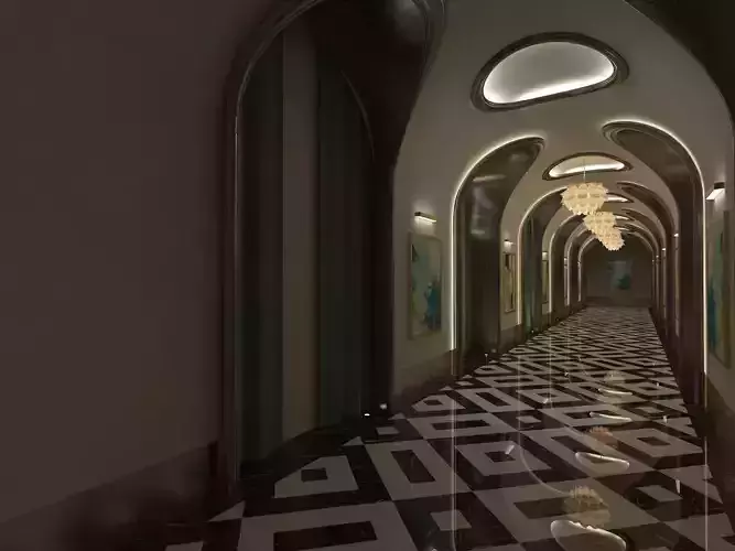 Corridor hallway with arched ceiling