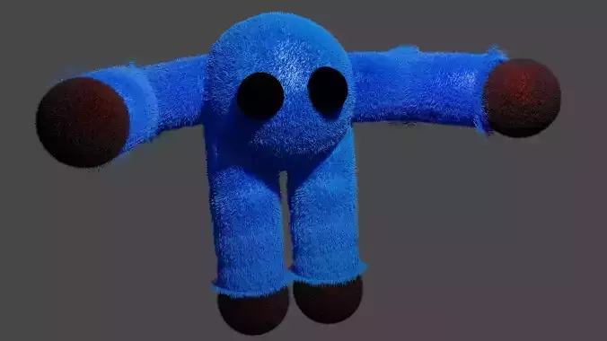 Fluffy fabric game character 3D model