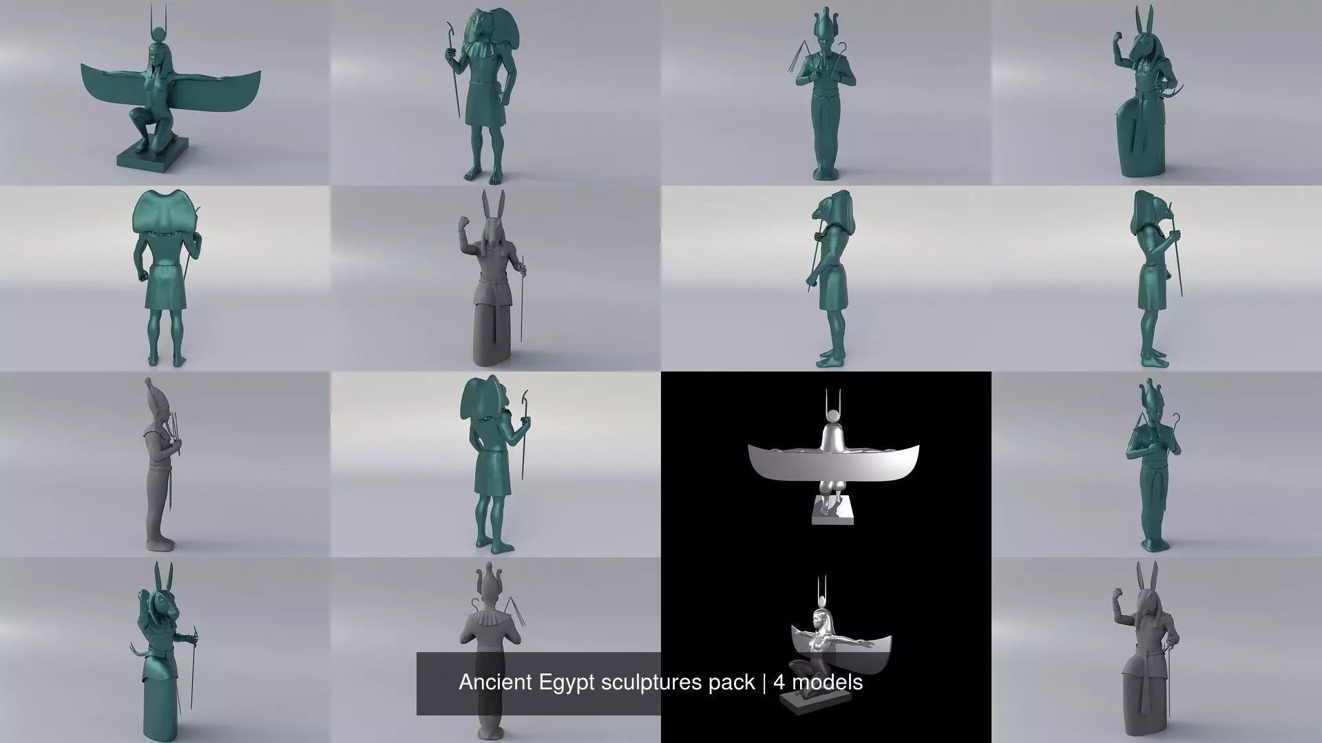 Ancient Egypt sculptures pack 3D Model Collection_0