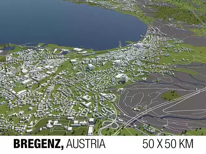 Bregenz Austria 50x50km 3D model
