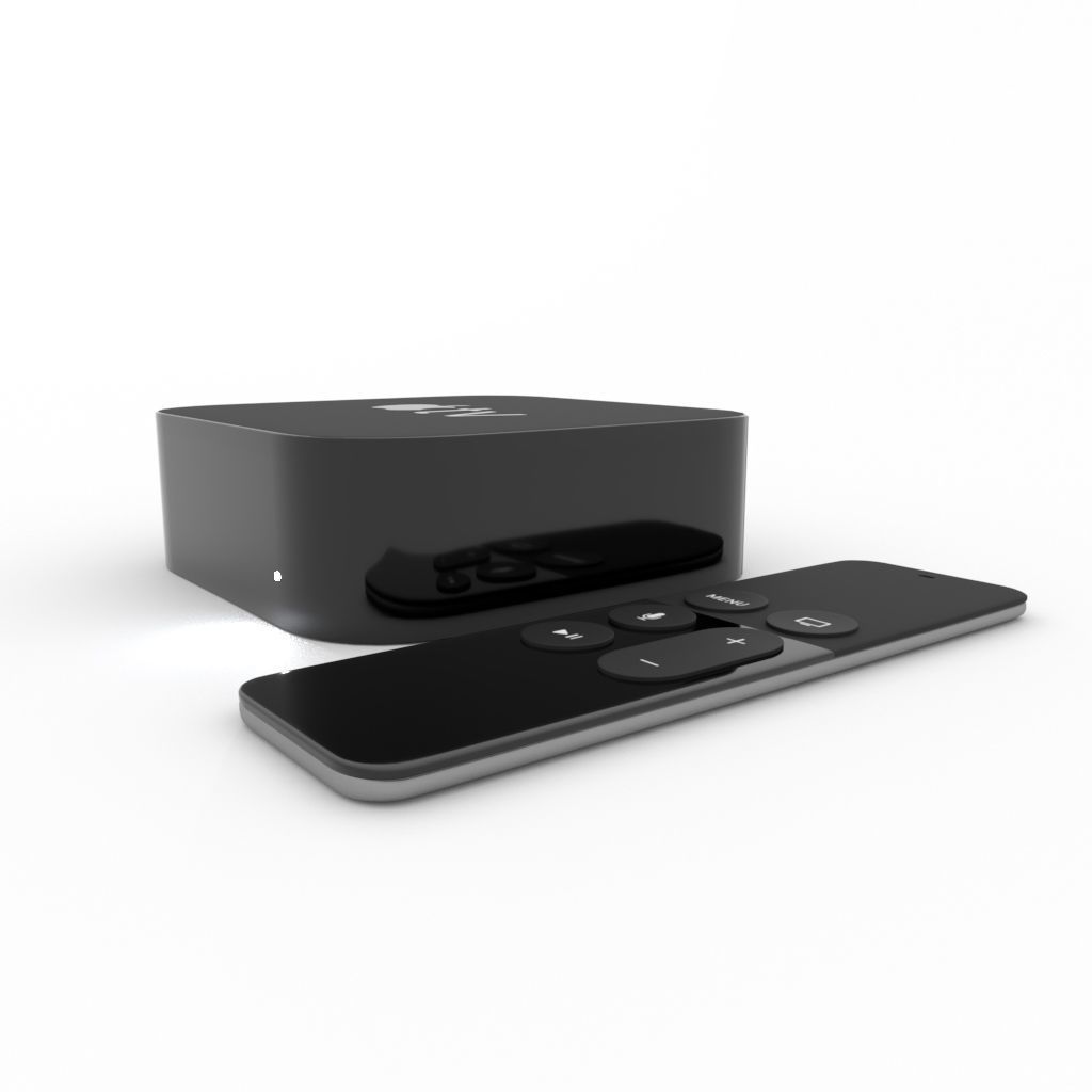 Apple TV box and remote  3D model_3