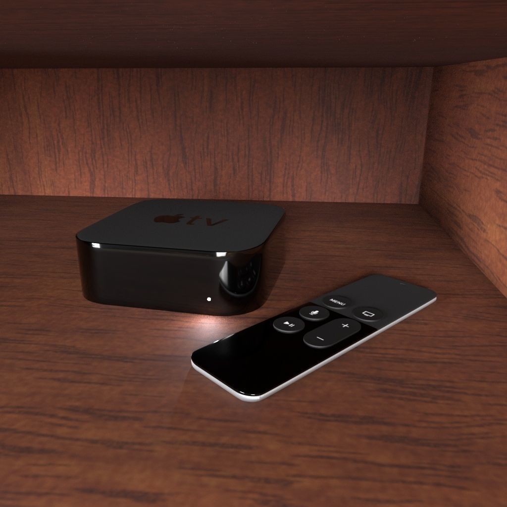 Apple TV box and remote  3D model_4