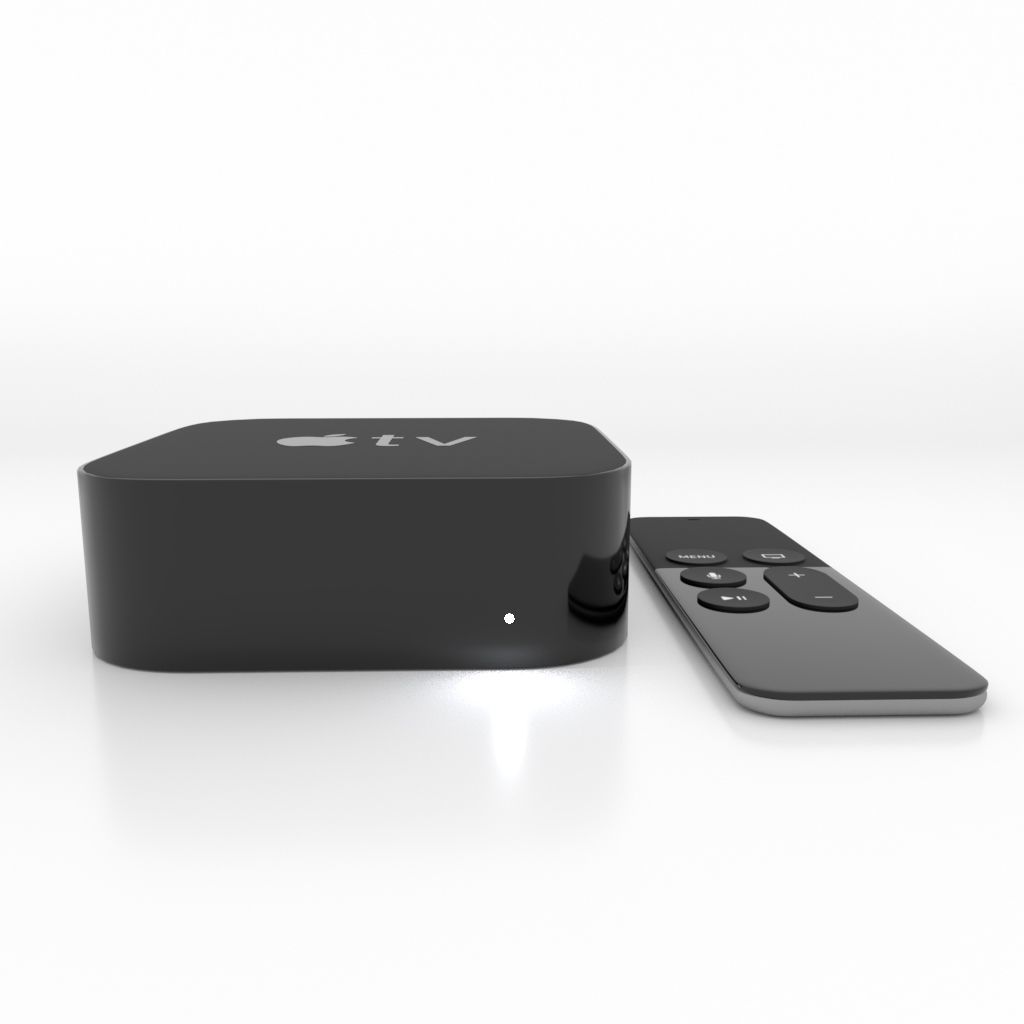 Apple TV box and remote  3D model_1